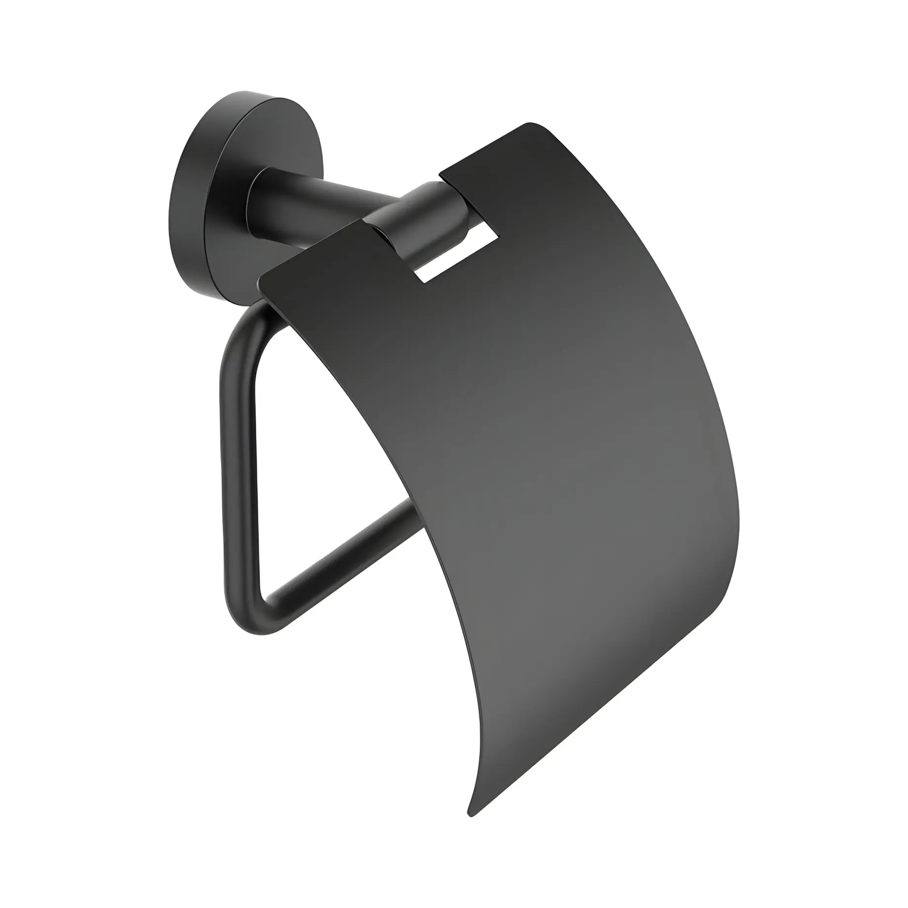 Тримач туалетного паперу з кришкою Basic (колір - чорний матовий)