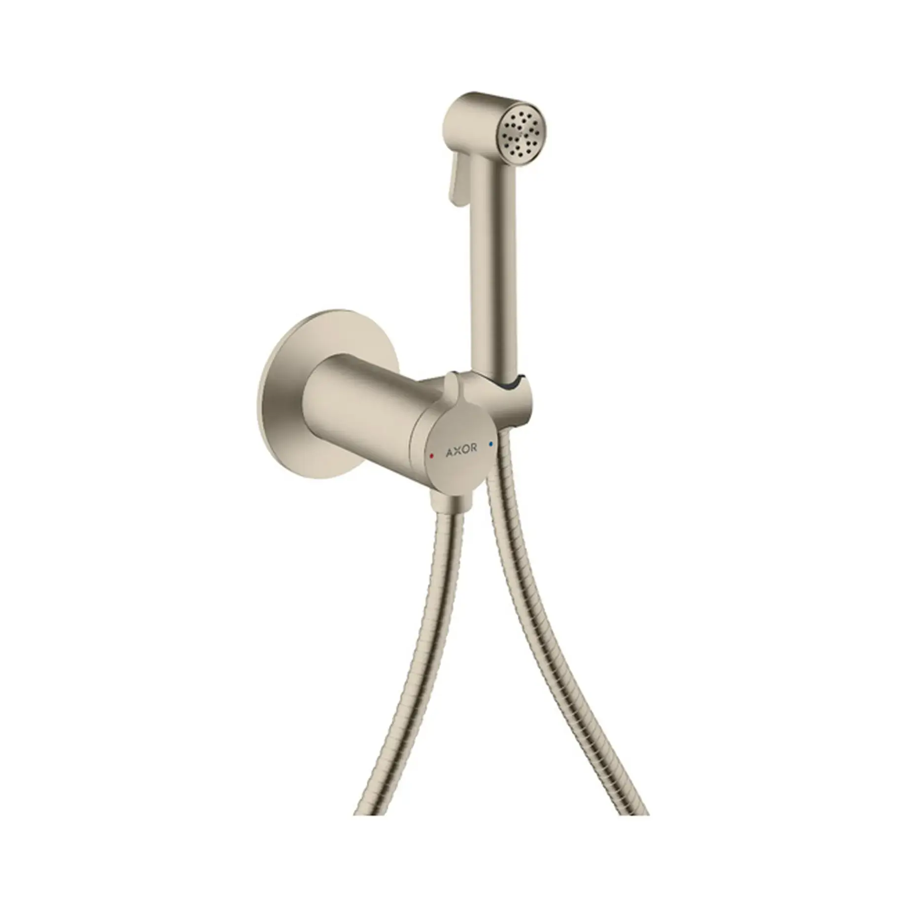 Комплект гігієнічного душу AXOR S на змішану воду Axor 29242820 Brushed Nickel — вид на білому тлі