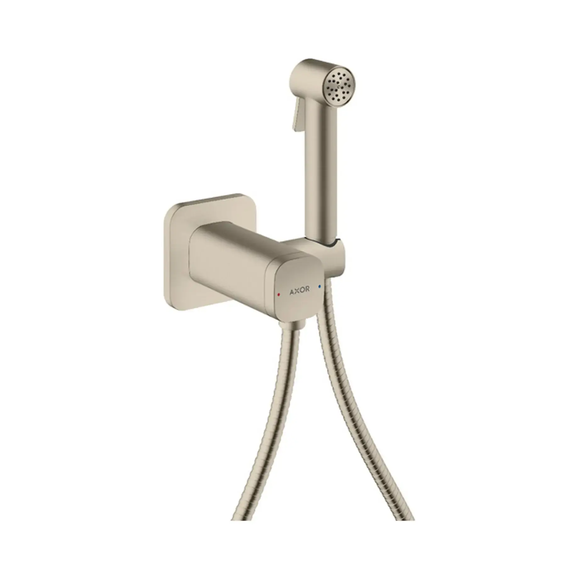Комплект гігієнічного душу AXOR E на змішану воду Axor 29243820 Brushed Nickel — вид на білому тлі