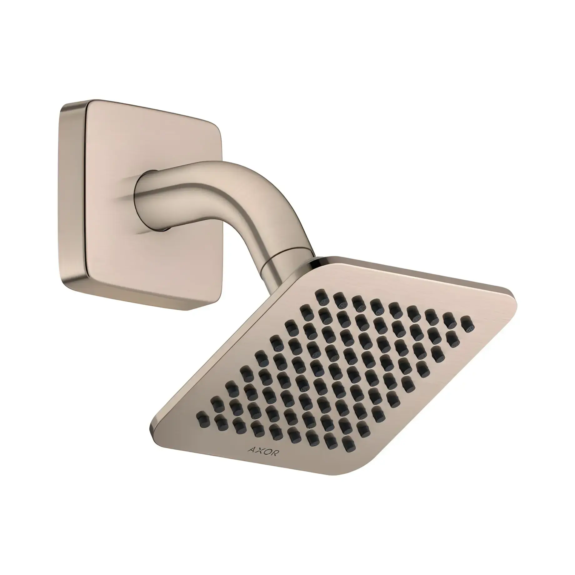 Верхній душ з кронштейном зі стіни Citterio C 1jet EcoSmart Axor 28810820 Brushed Nickel — вид на білому тлі