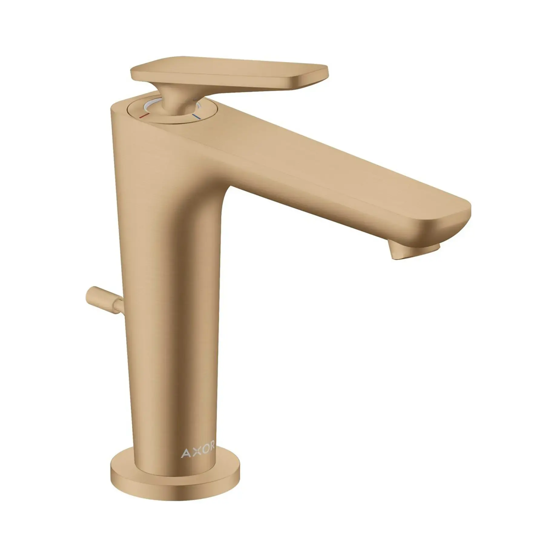 Змішувач для умивальника Citterio C 125 CoolStart з донним клапаном pop-up Axor 49030140 Brushed Bronze — вид на білому тлі