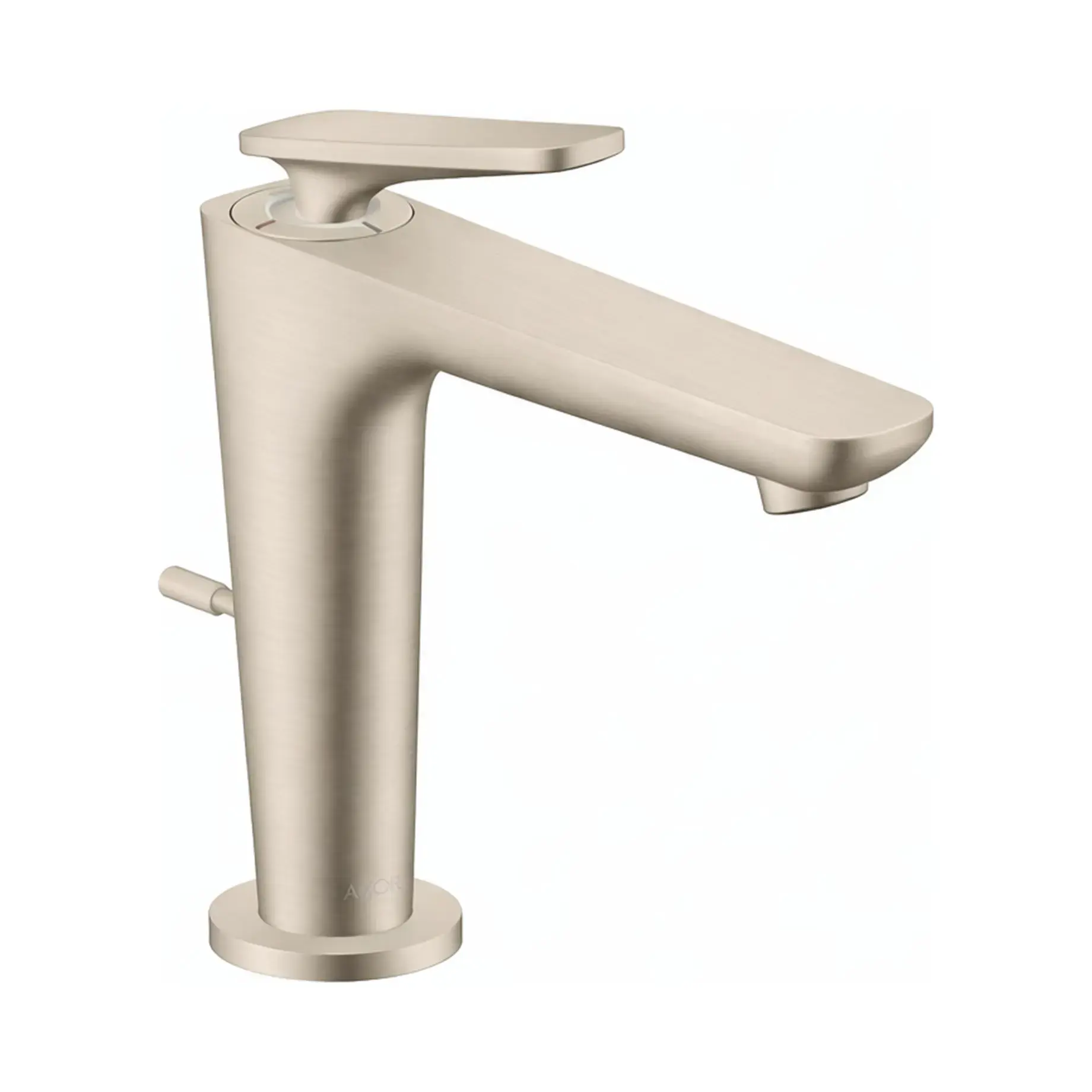 Змішувач для умивальника Citterio C 125 CoolStart з донним клапаном pop-up Axor 49030820 Brushed Nickel — вид на білому тлі