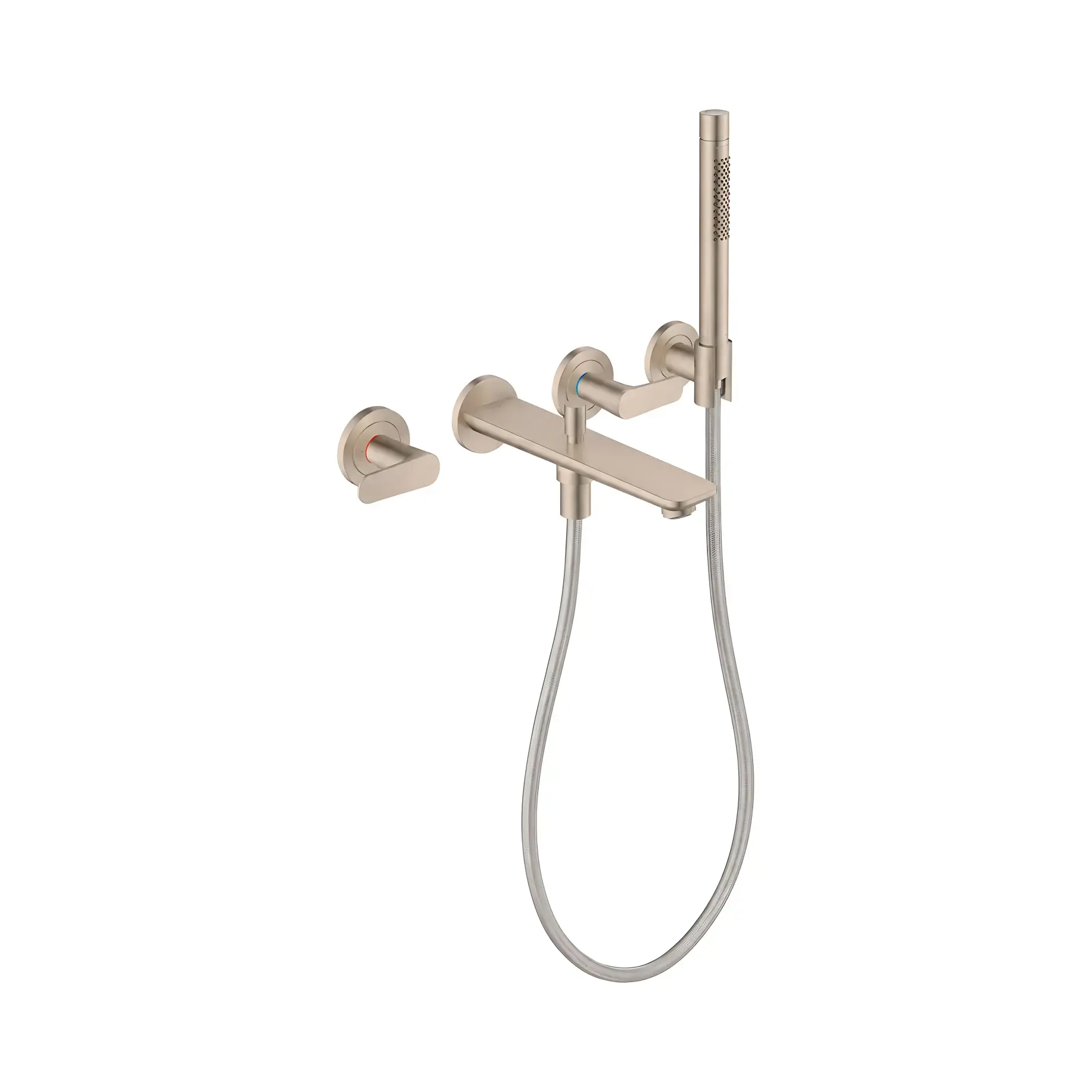 Змішувач для ванни врізний зі стіни на 3 отвори Citterio C 222 Axor 49480820 Brushed Nickel — вид на білому тлі