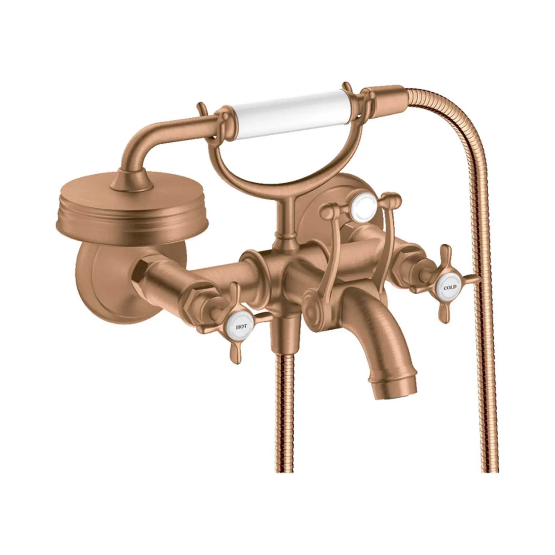 Змішувач для ванни з душовим гарнітуром Montreux Axor 16540140 Brushed Bronze — вид на білому тлі