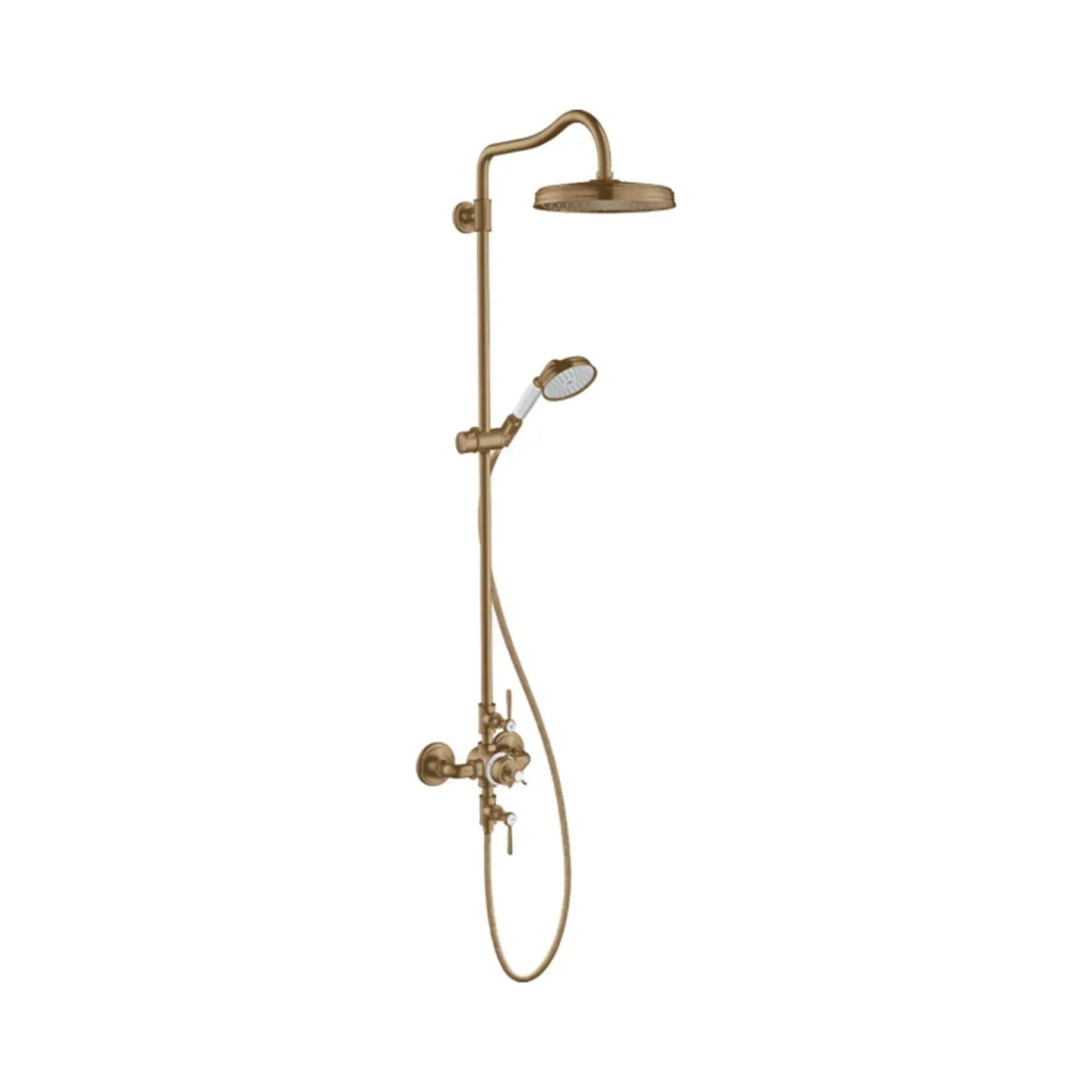 Душова система з термостатом і верхнім душем Montreux 240 1jet Axor 16572140 Brushed Bronze — вид на білому тлі