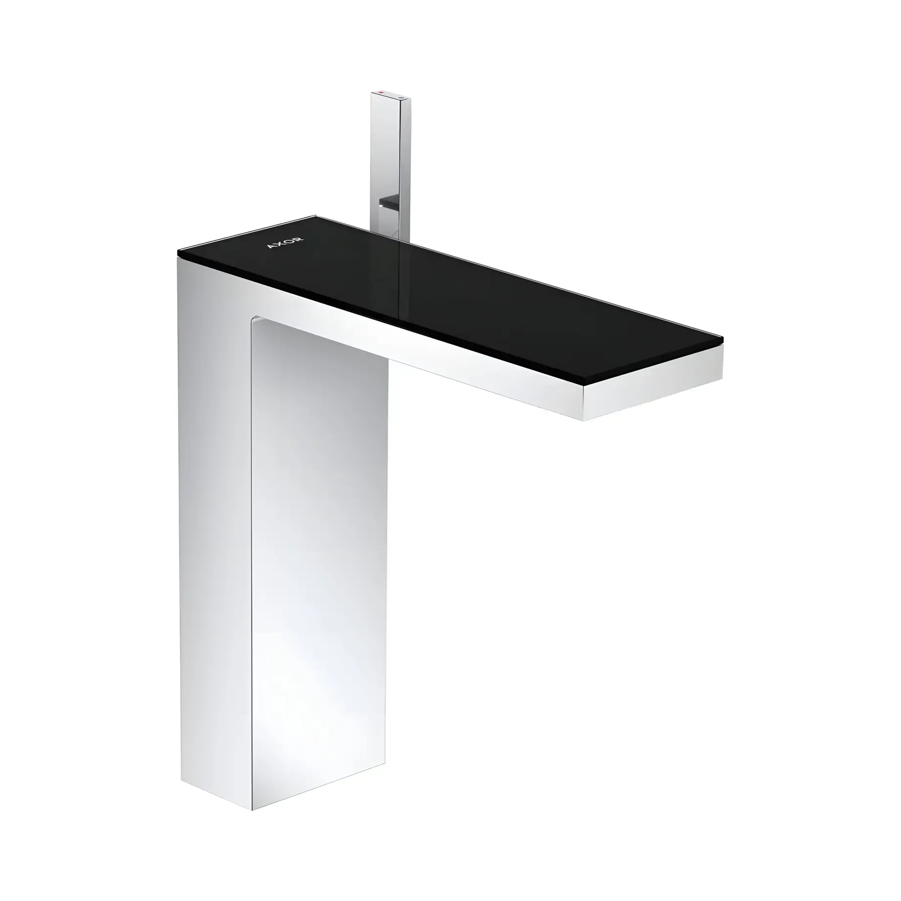 Змішувач для раковини MyEdition Axor 47020600 Chrome / Black Glass — вид на білому тлі
