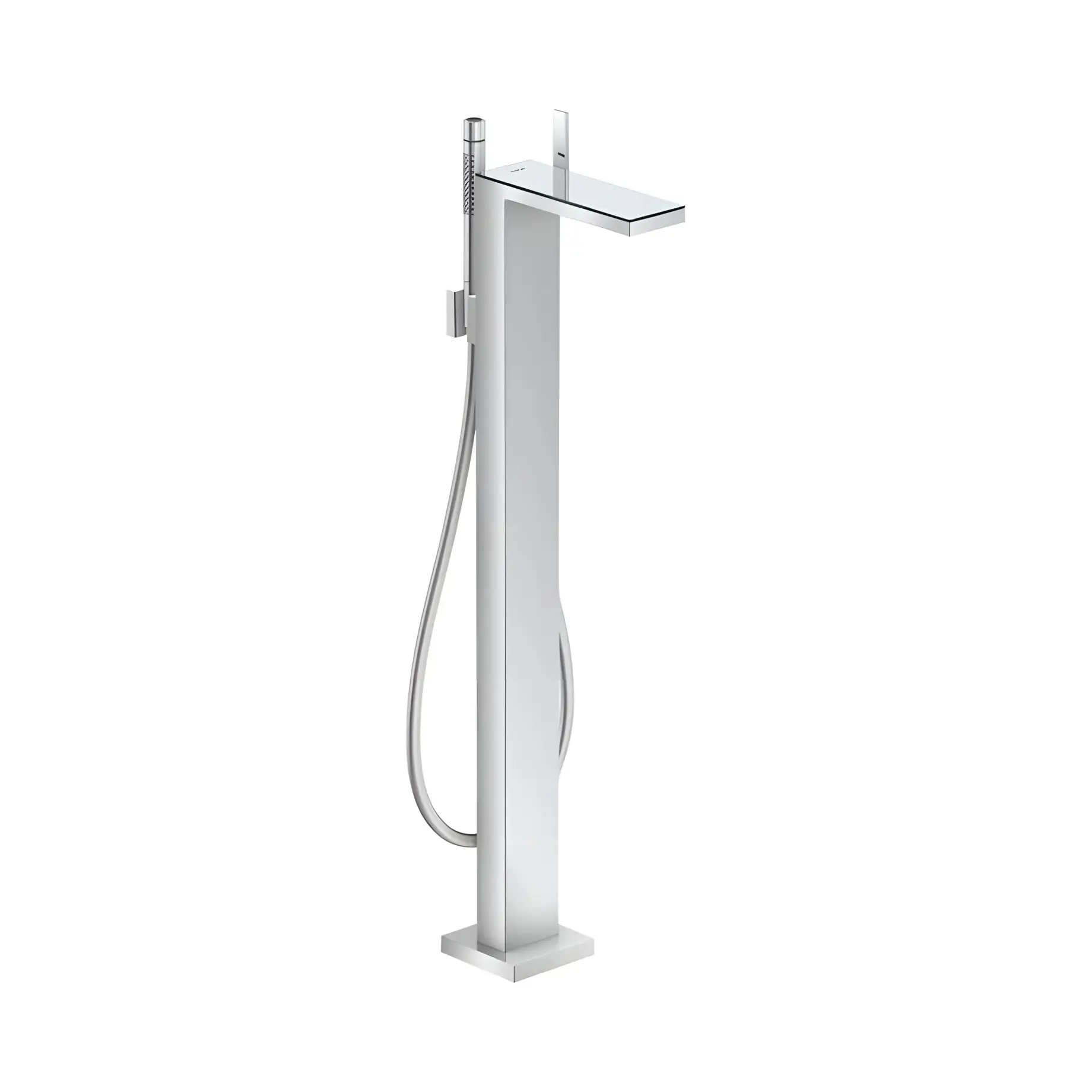 Змішувач  для ванни підлоговий MyEdition Axor 47440000 Chrome / Mirror Glass — вид на білому тлі