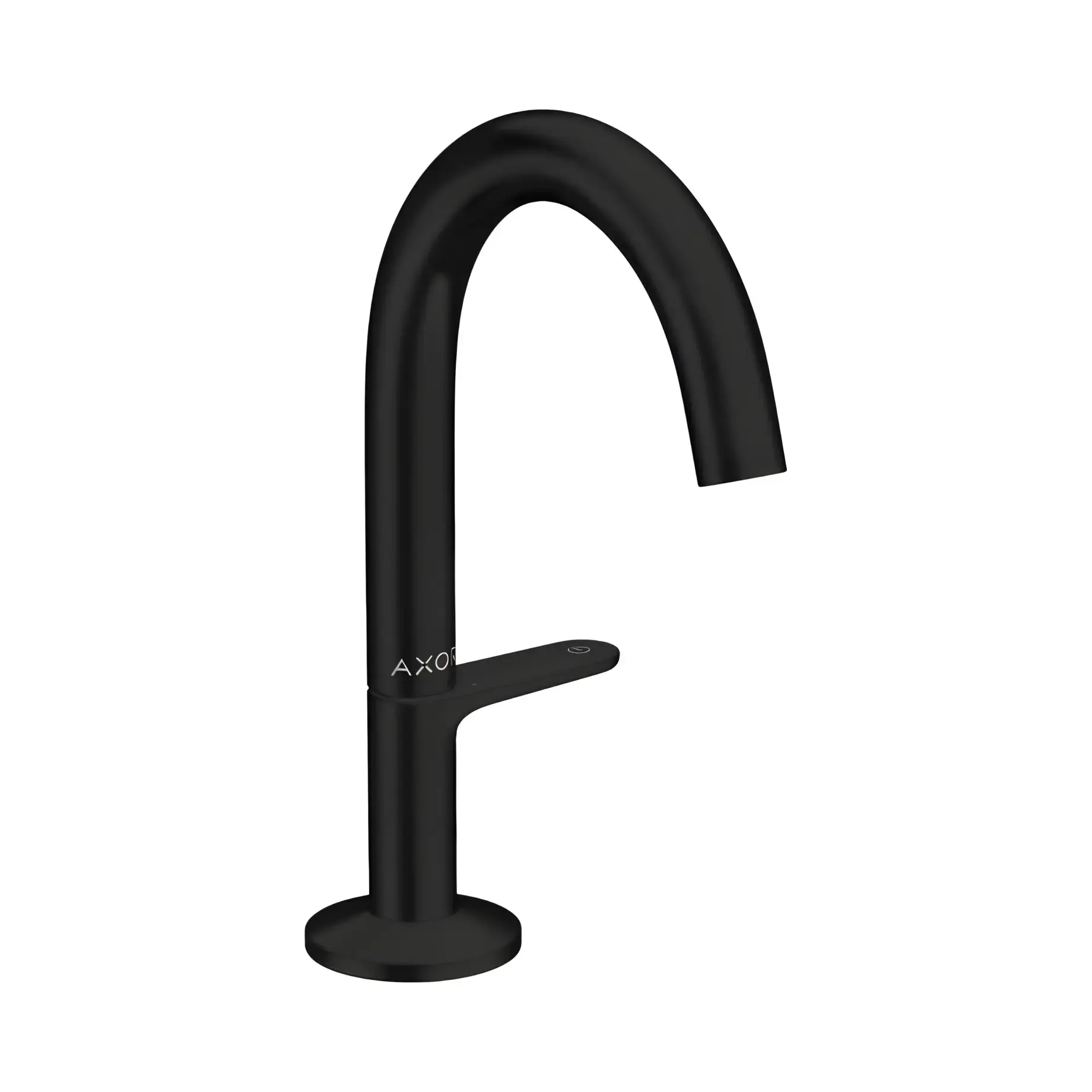 Змішувач для умивальника One Select 140 з донним клапаном push-open Axor 48010670 Matt Black — вид на білому тлі
