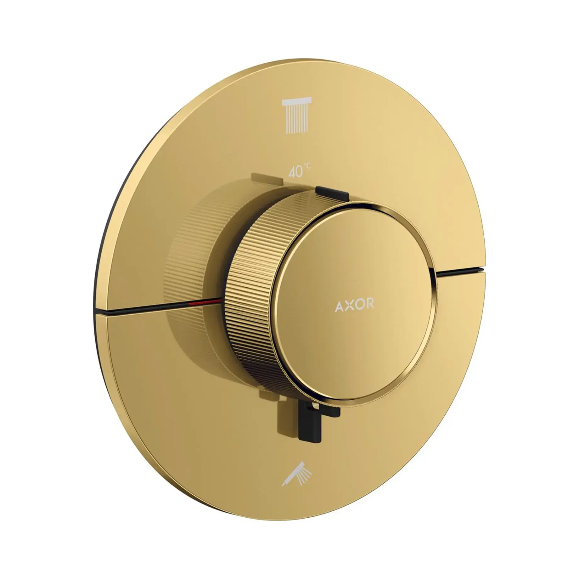 Термостат прихованого монтажу на 2 функції ShowerSelect ID Round Axor 36750990 Polished Gold Optic — вид на білому тлі