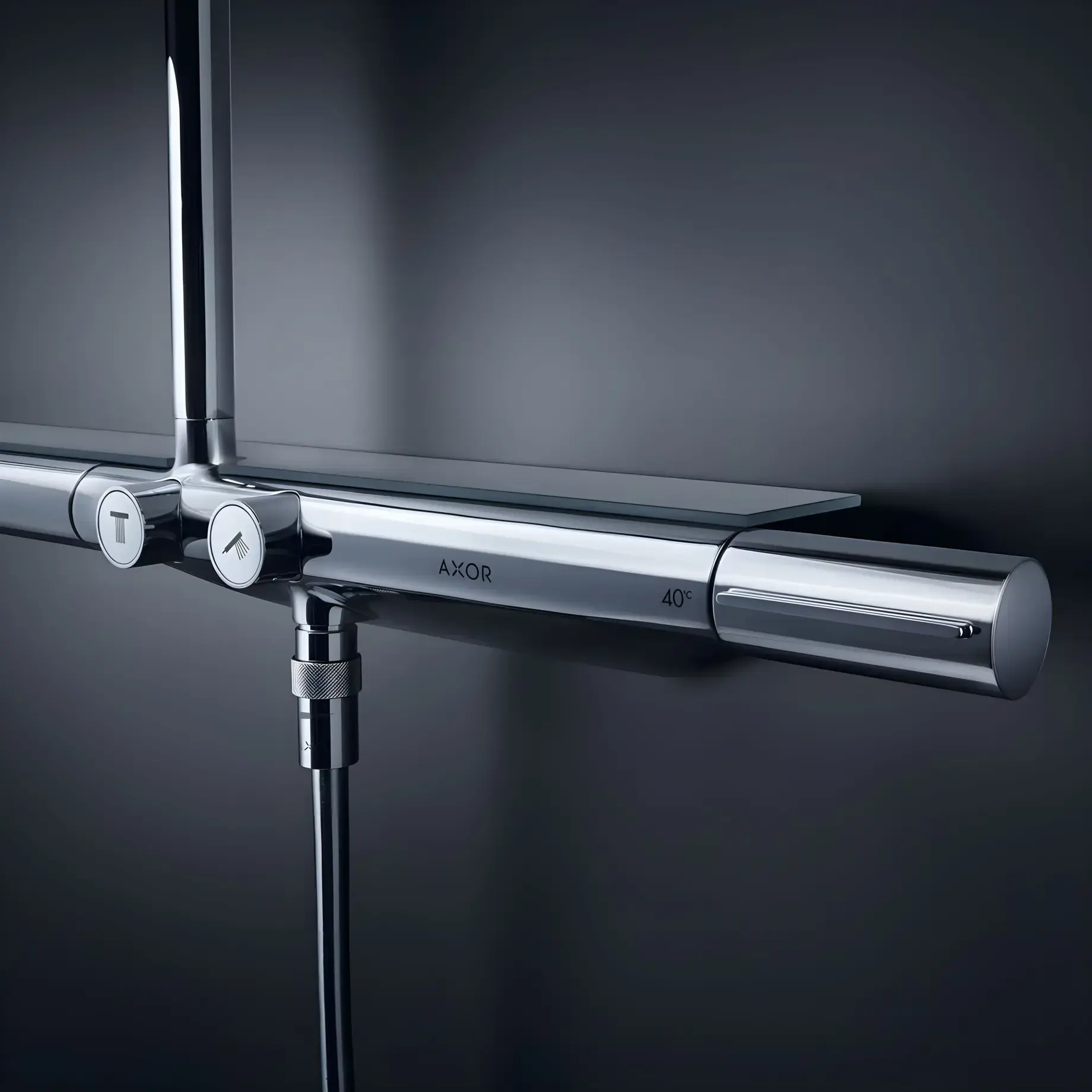 Душевая система с термостатом ShowerSolutions Axor 27984000 — боковой ракурс