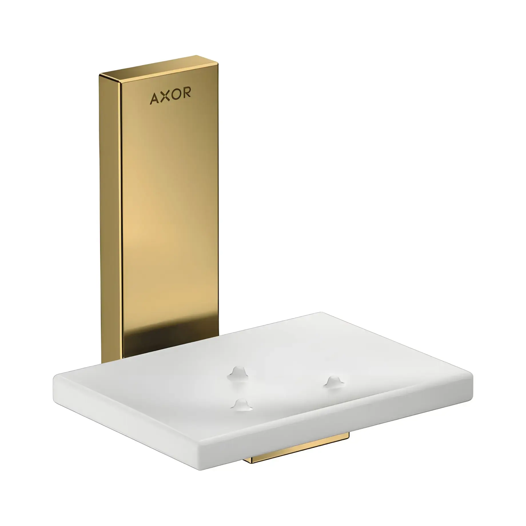 Мильниця підвісна Universal Rectangular Axor 42605990 Polished Gold Optic — вид на білому тлі