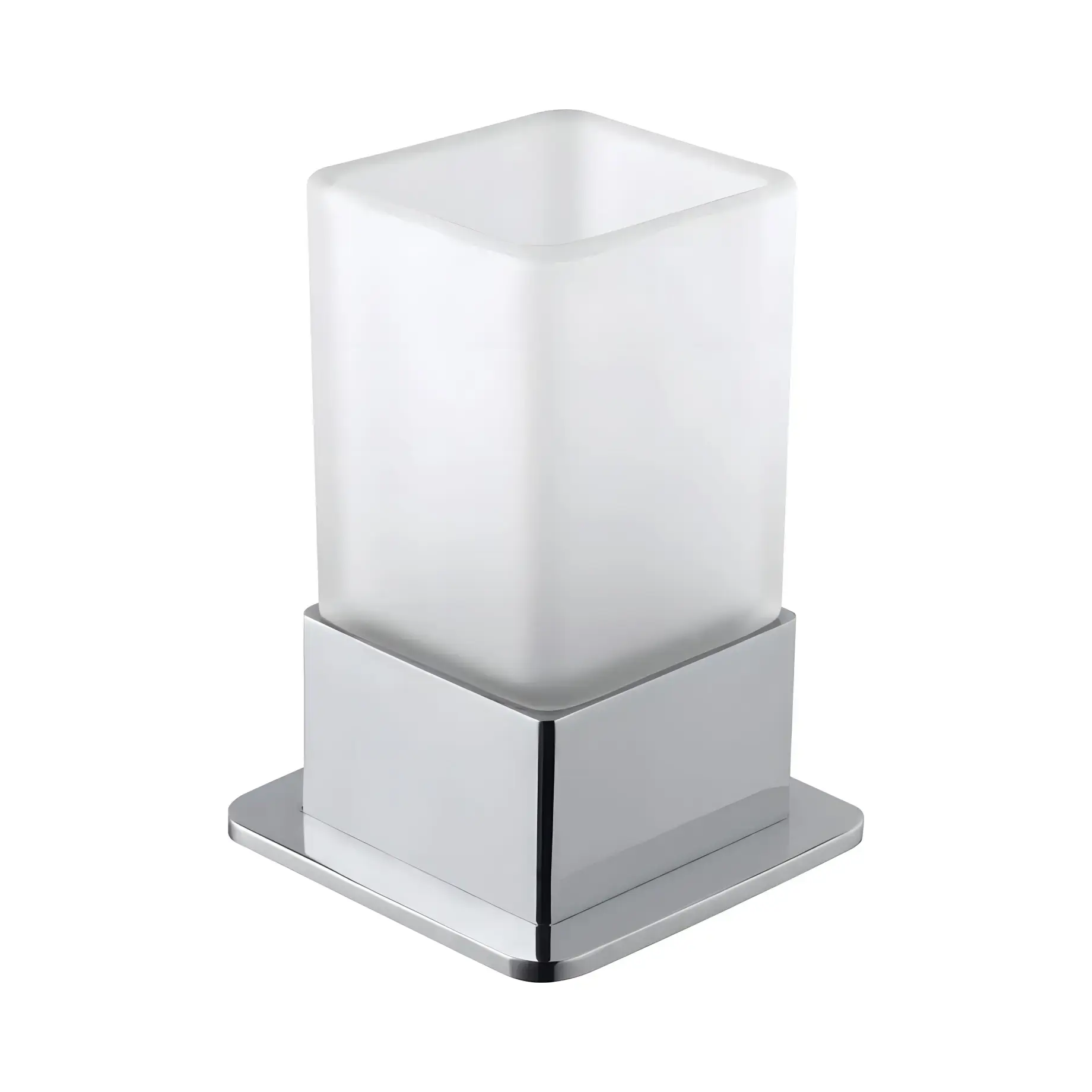 Стакан з тримачем Square Plaza Bemeta 140110061 White / Chrome — вид на білому тлі