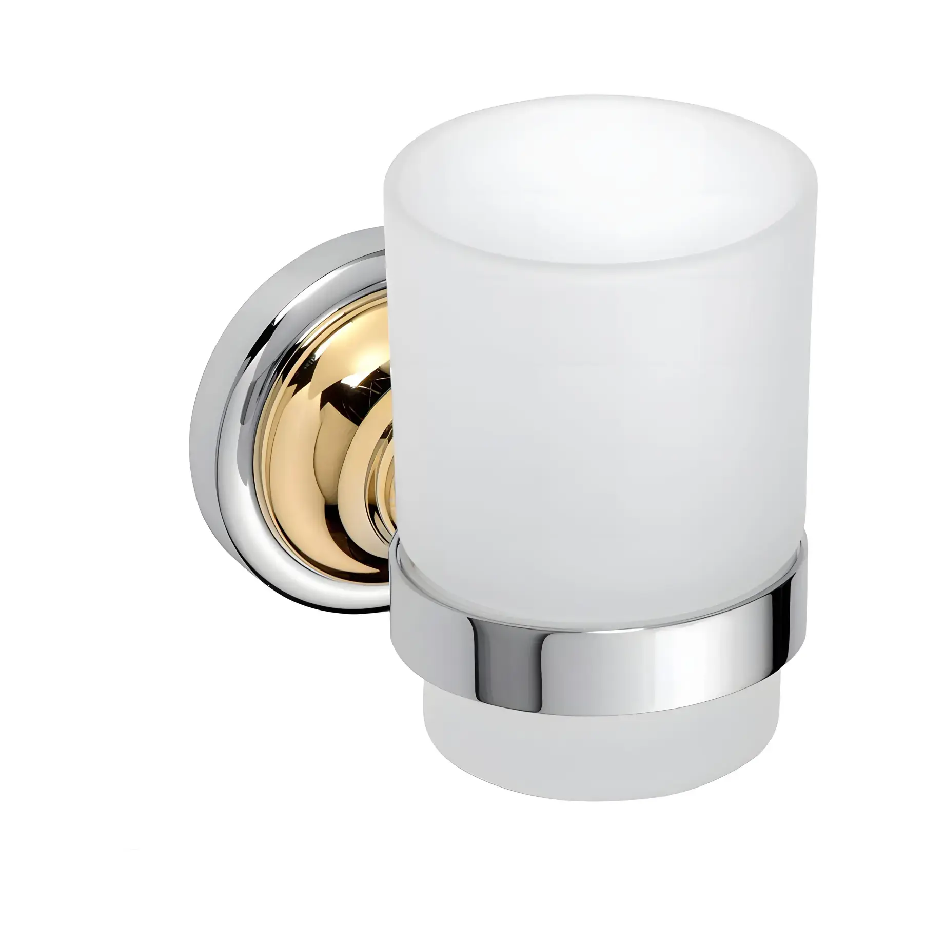 Стакан з тримачем Retro Bemeta 144210018 White / Gold / Chrome — вид на білому тлі