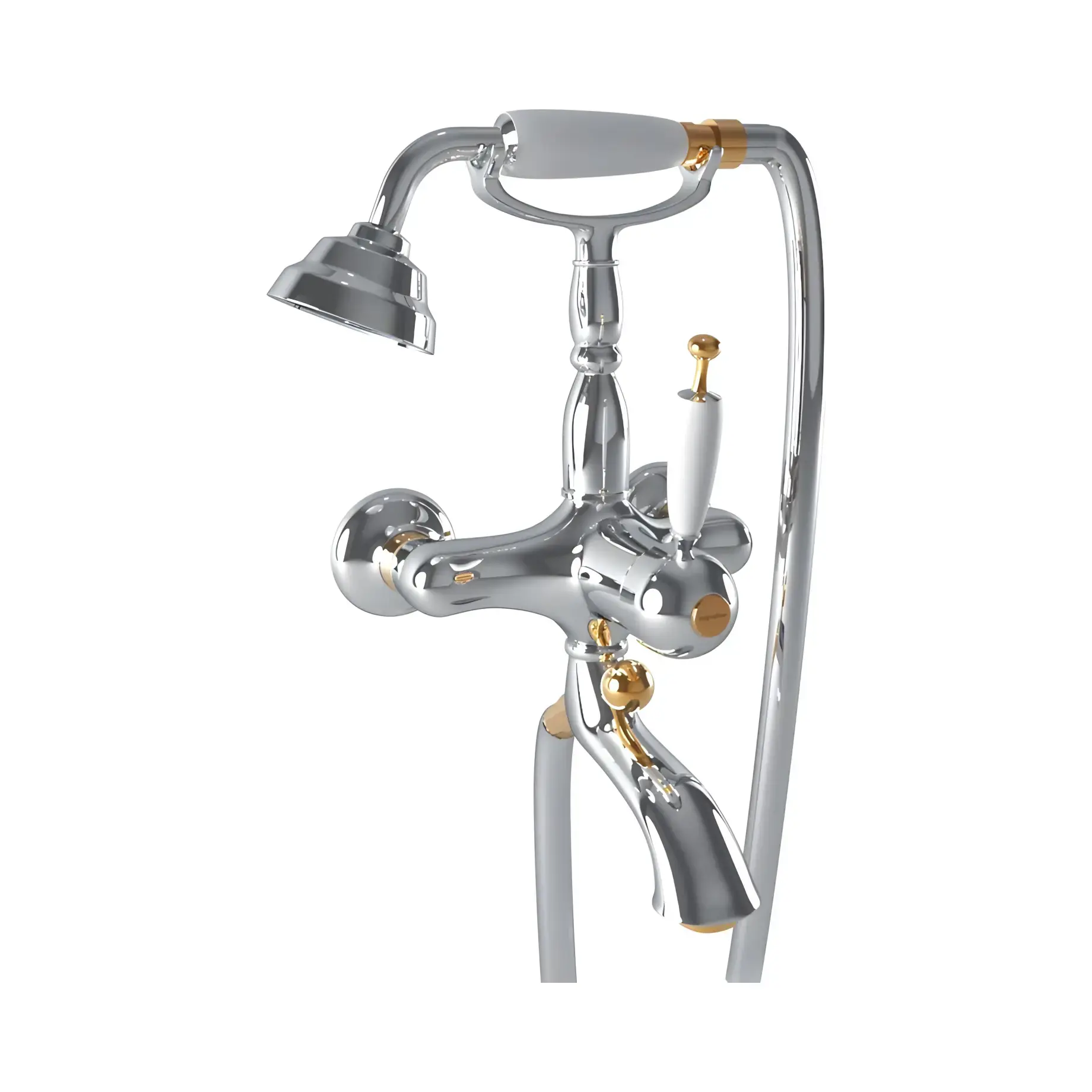 Змішувач для ванни Oxford Bugnatese 6300CRDO Chrome / Gold — вид на білому тлі