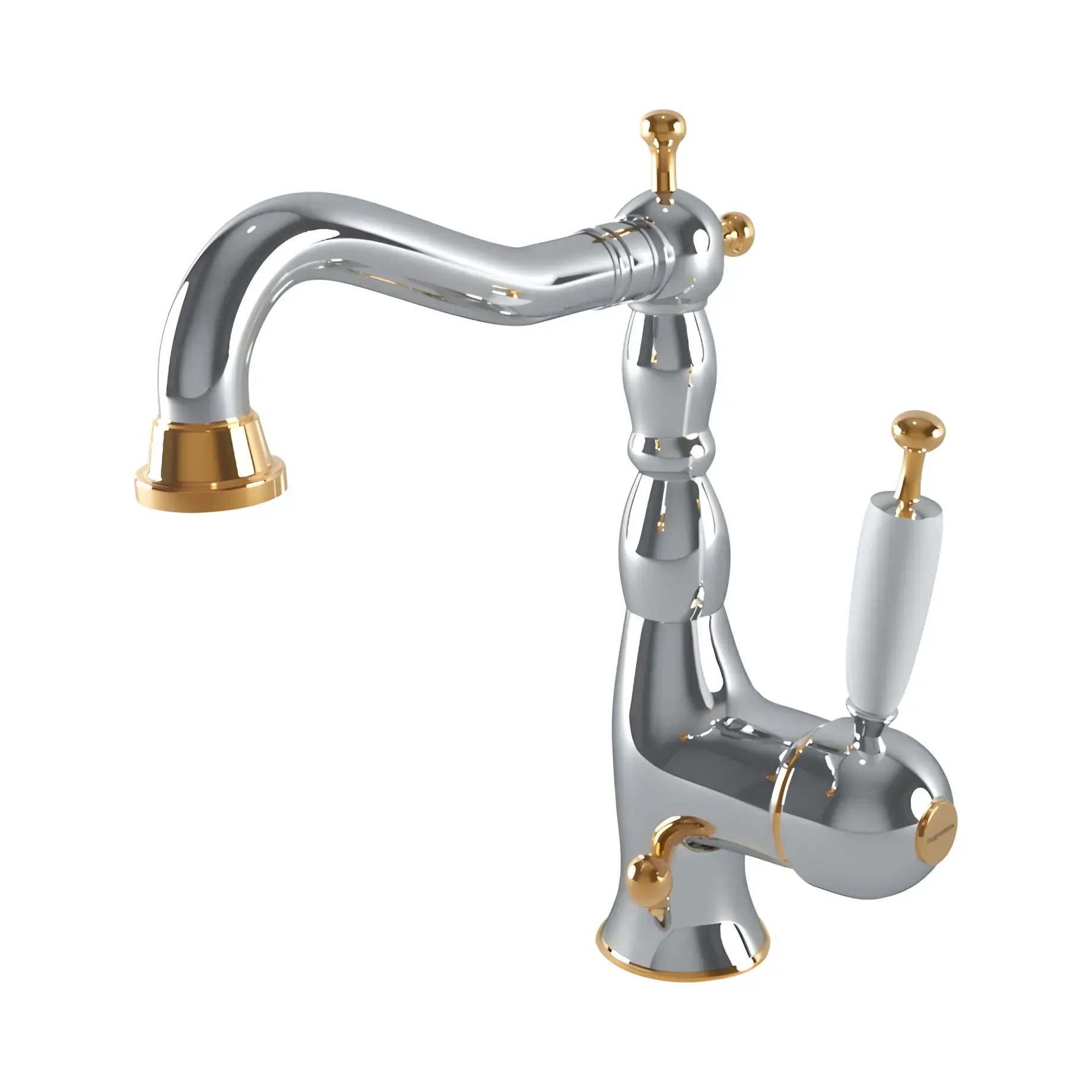Змішувач для раковини Oxford Bugnatese 6313SCCRDO Chrome / Gold — вид на білому тлі