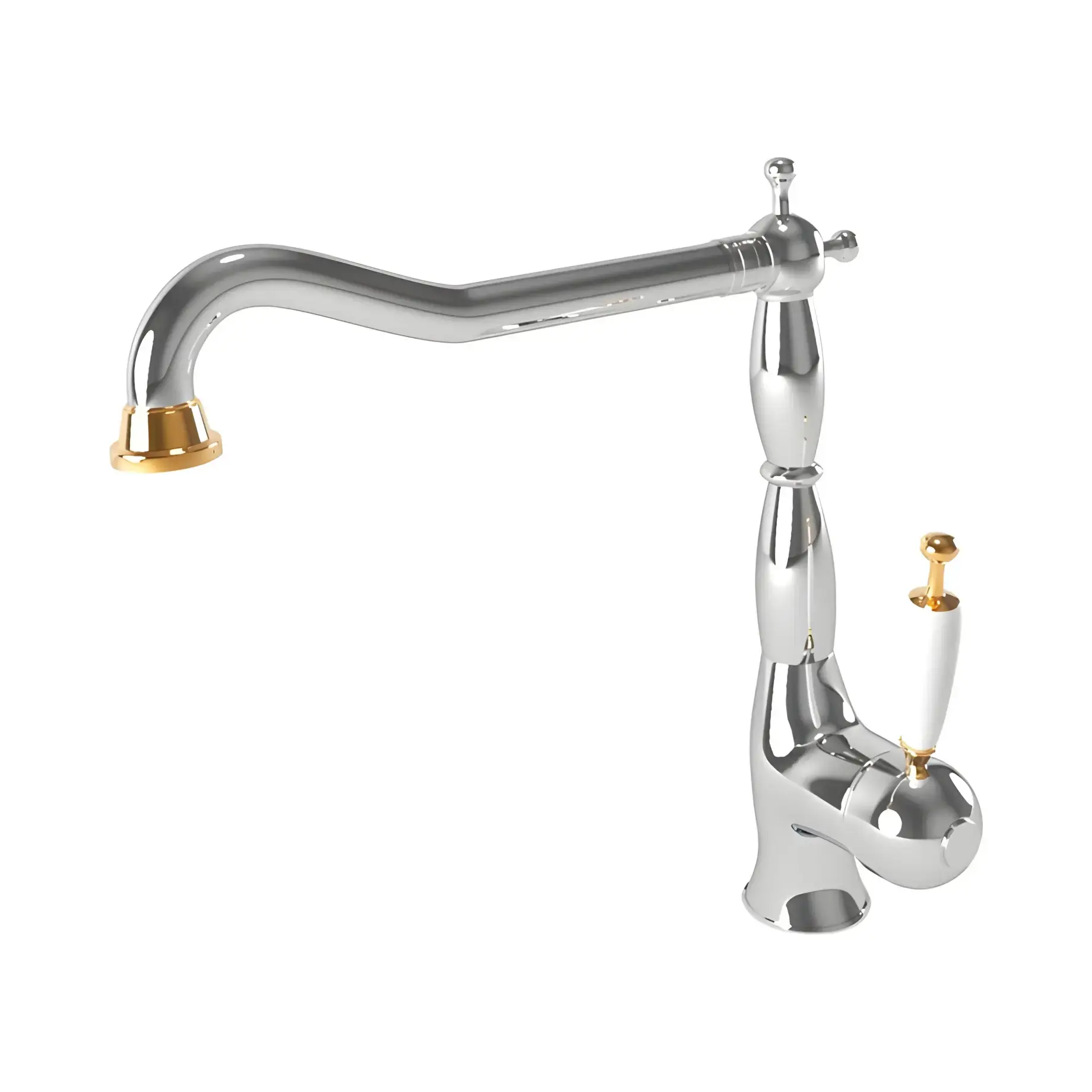 Змішувач для кухні Oxford Bugnatese 6382HCRDO Chrome / Gold — вид на білому тлі