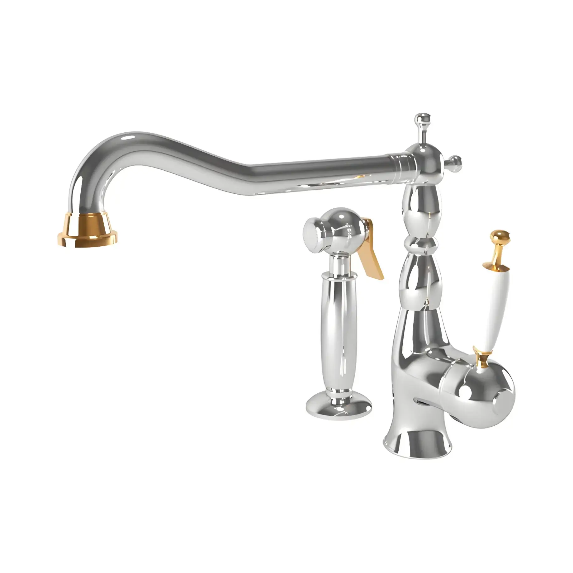 Змішувач для кухні Oxford Bugnatese 6384CRDO Chrome / Gold — вид на білому тлі