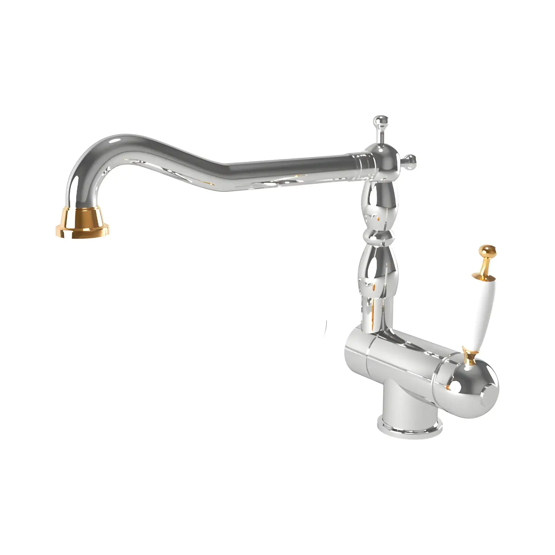 Змішувач для кухні Oxford Bugnatese 6396CRDO Chrome / Gold — вид на білому тлі