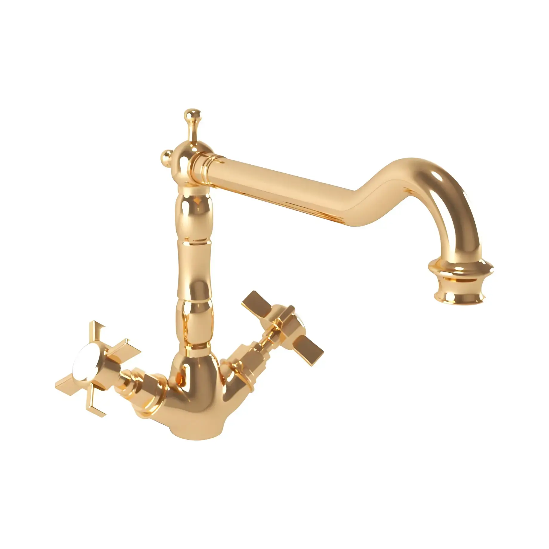 Змішувач для кухні Princeton Bugnatese 851ON Natural Brass — вид на білому тлі