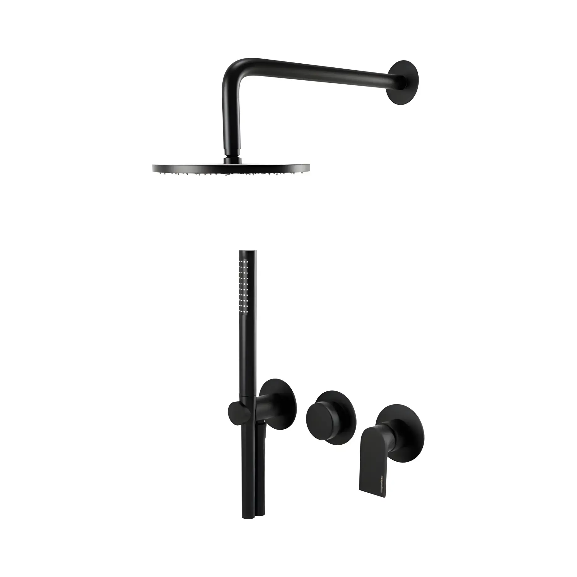 Душова система (прихований монтаж) Simple Bugnatese 6601HNE Matt Black — вид на білому тлі