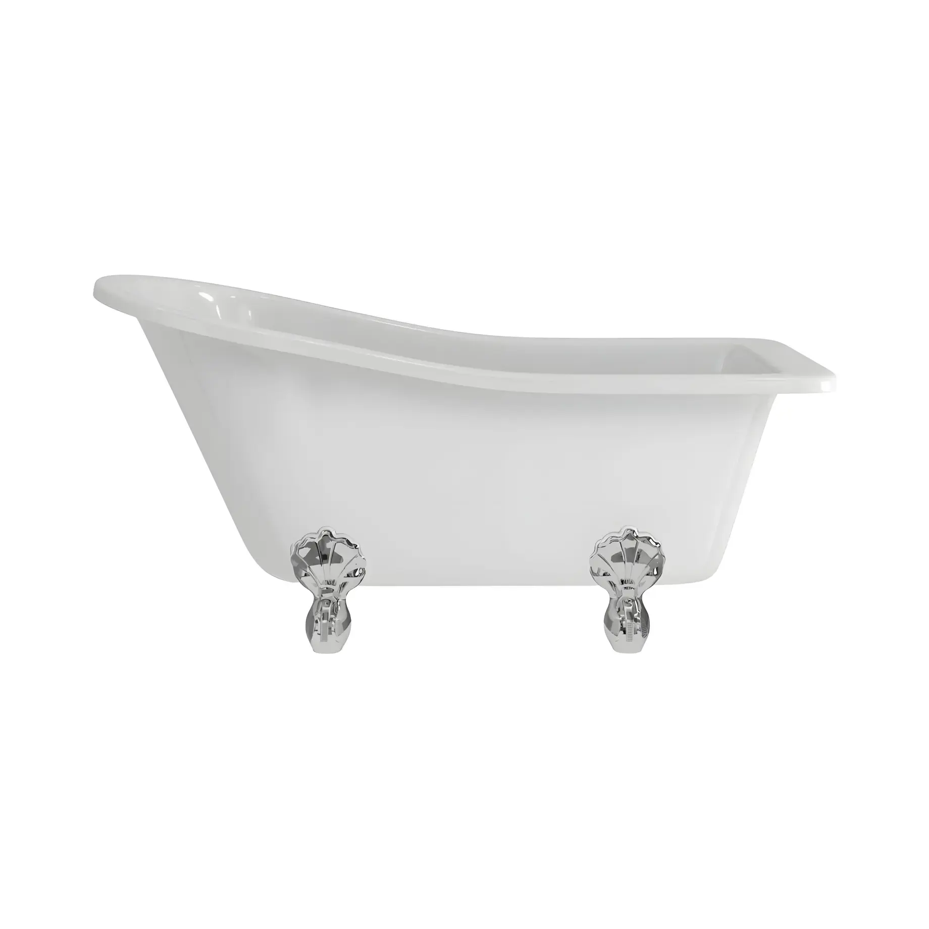 Ванна Buckingham Burlington E6 + L1C Gloss White 150 х 74 см — вид на білому тлі