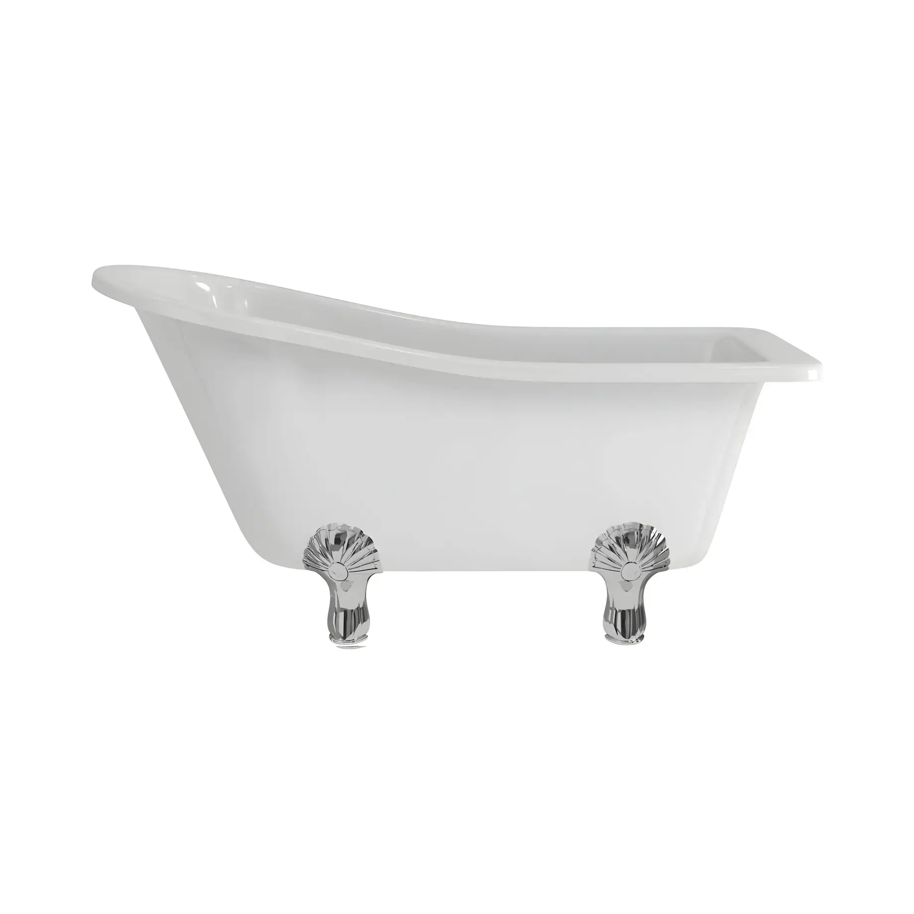 Ванна Buckingham Burlington E6 + L3C Gloss White 150 х 74 см — вид на білому тлі
