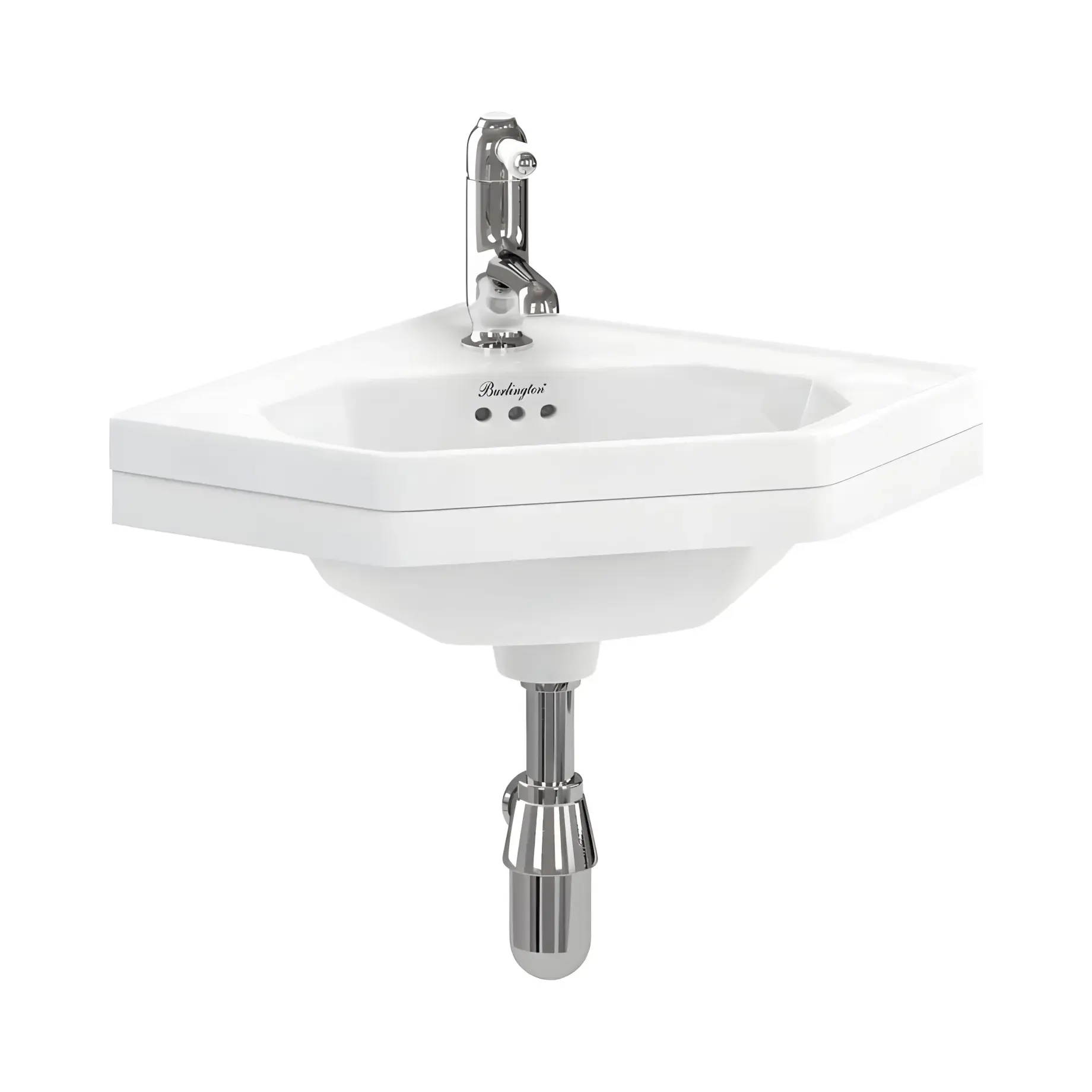 Умивальник Corner Burlington B10 Gloss White 45.2 х 59.8 см — вид на білому тлі
