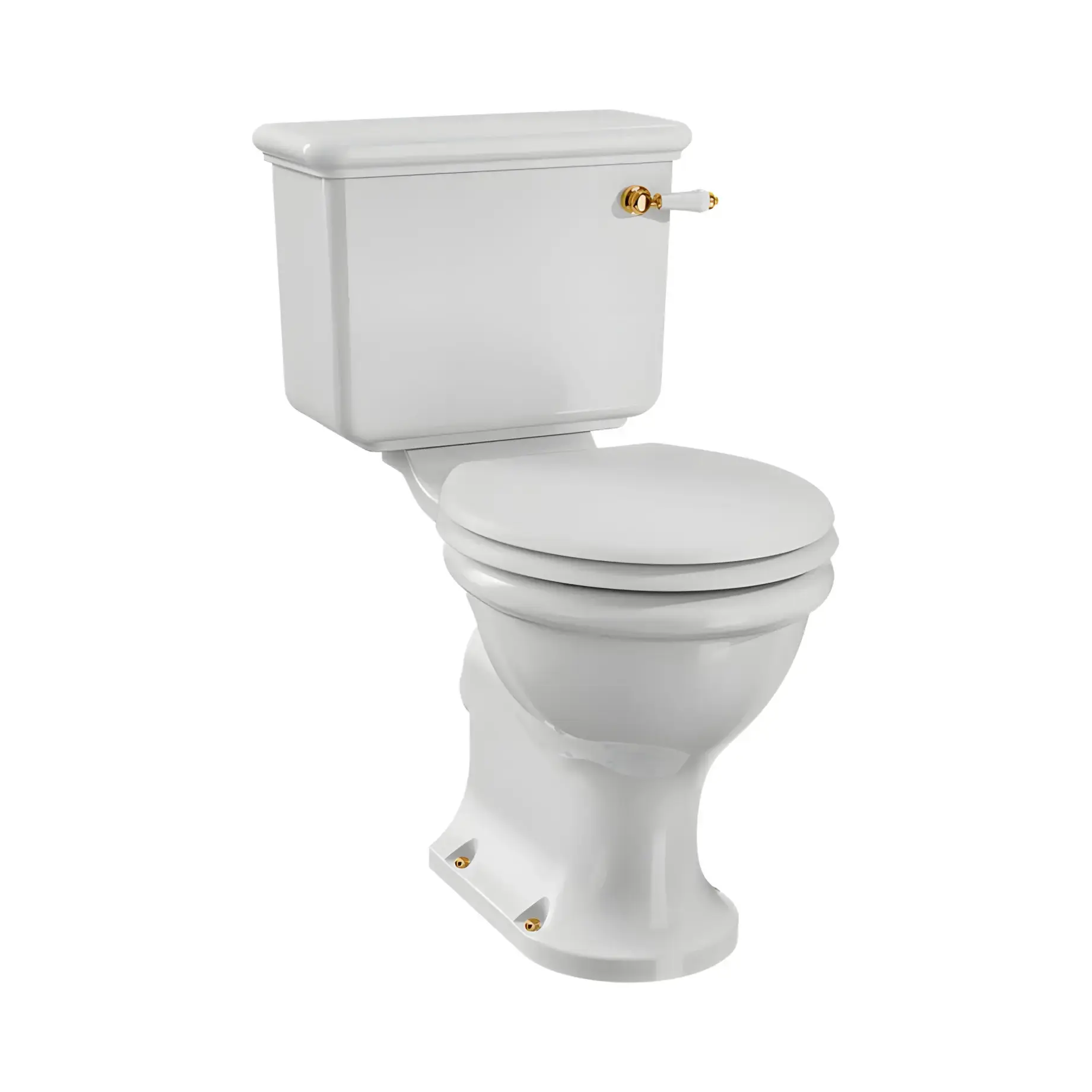 Унітаз-компакт Guild Burlington GU6115CW + GU7005CW GOLD Gloss White 45.3 х 36 см — вид на білому тлі