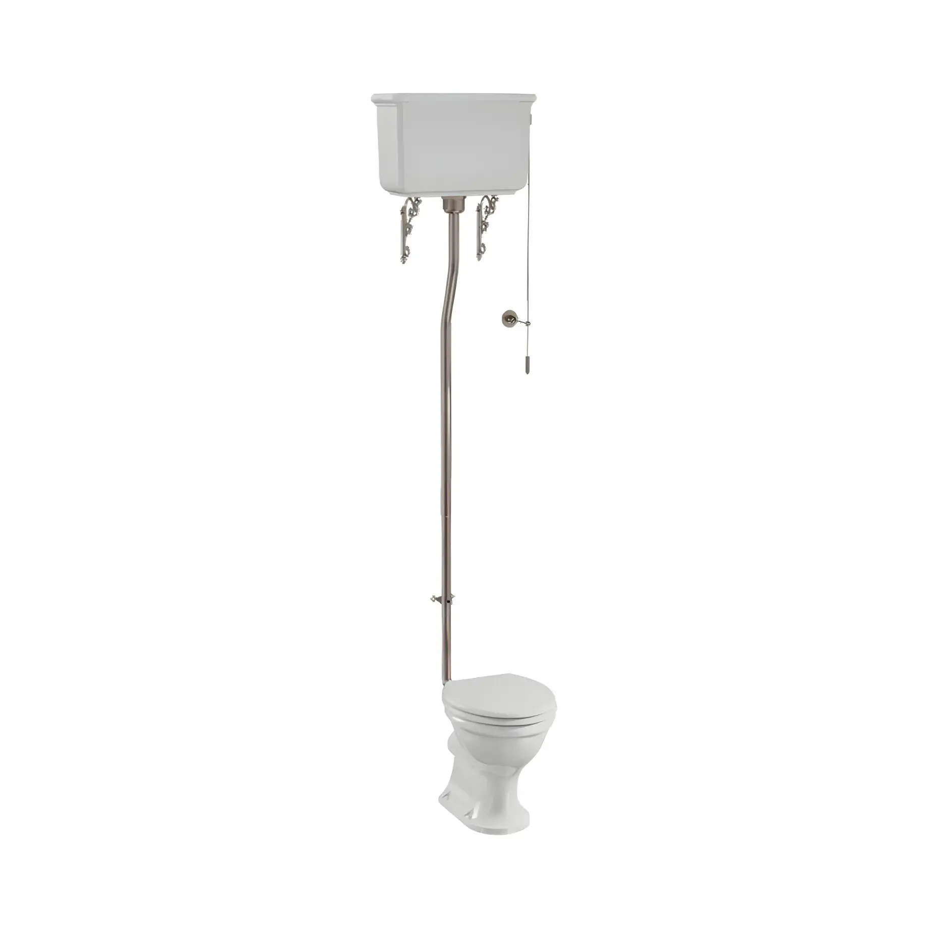 Унітаз із високим бачком Guild Burlington GU6118CW+GU7002CW+T30 BNK Gloss White — вид на білому тлі