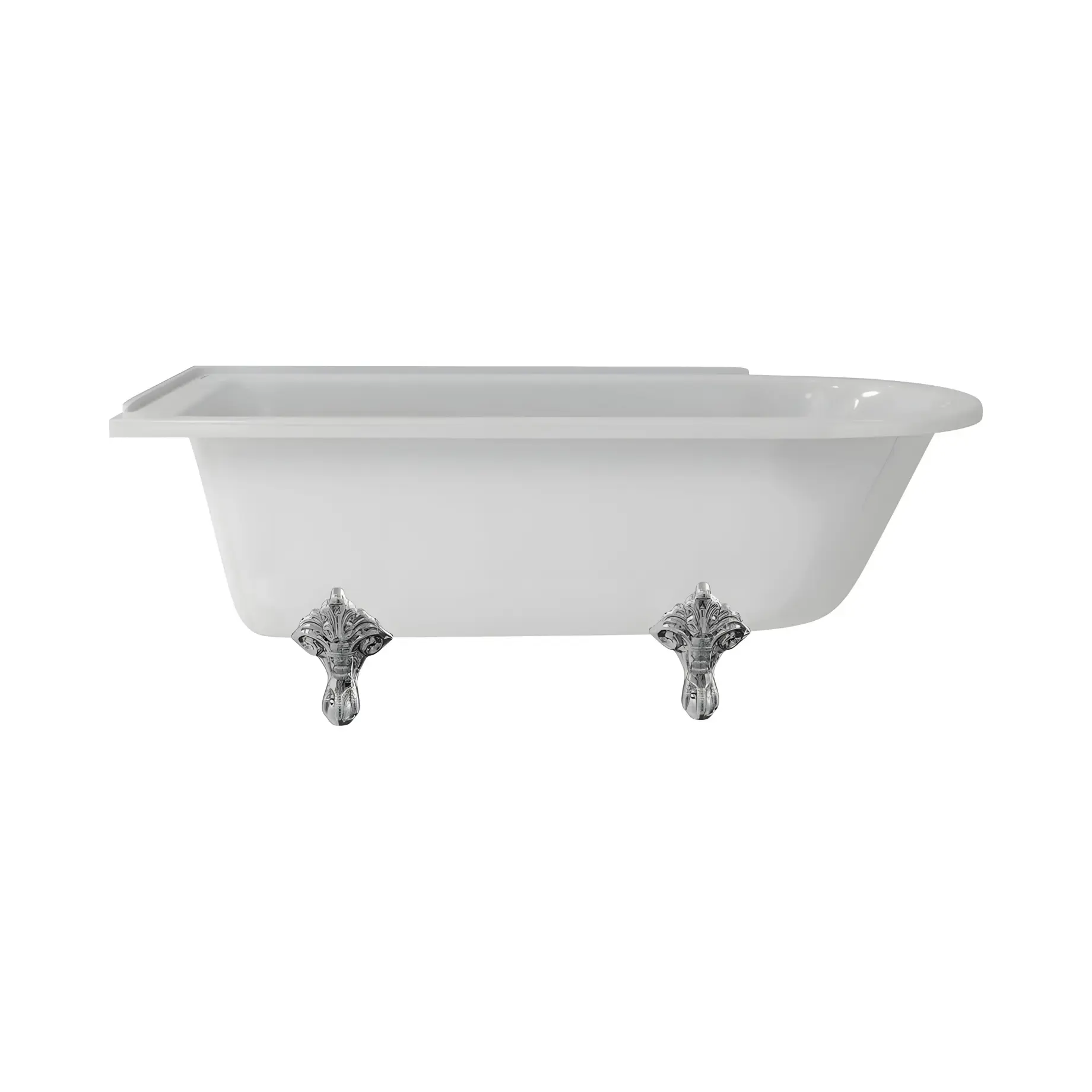 Ванна Hampton Burlington E13 + E11 CHR Gloss White 169 х 75 см — вид на білому тлі