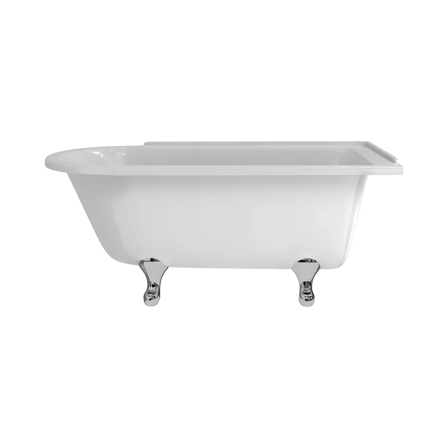 Ванна Hampton Burlington E21 + E10 CHR Gloss White 150 х 75 см — вид на білому тлі