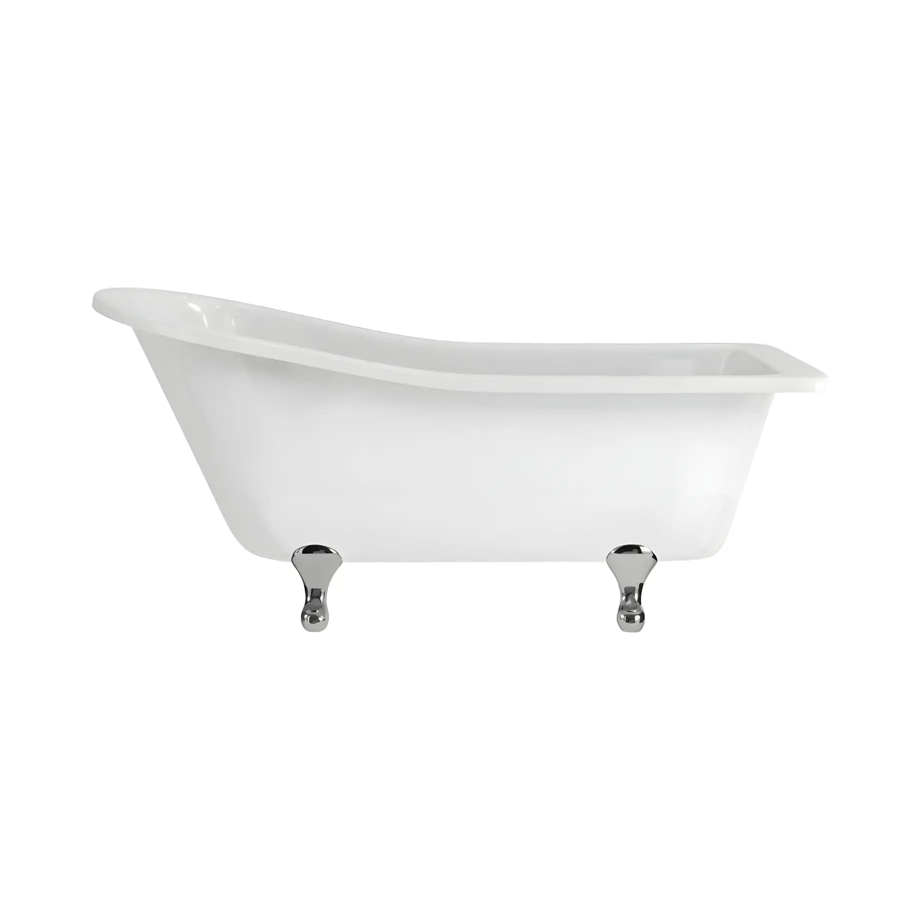 Ванна Harewood Burlington E1 + E10 CHR Gloss White 169 х 73 см — вид на білому тлі
