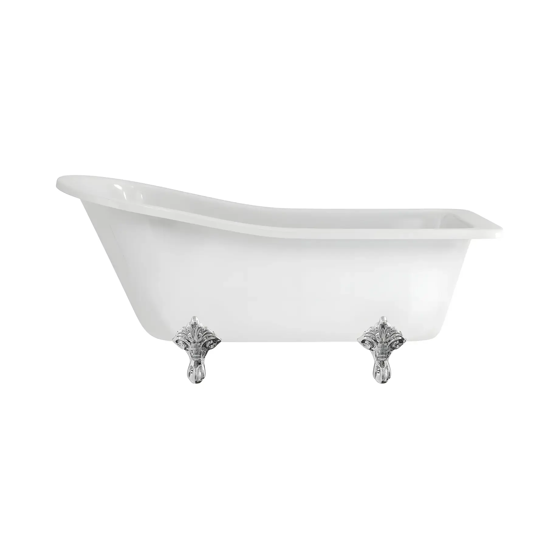 Ванна Harewood Burlington E1 + E11 CHR Gloss White 169 х 73 см — вид на білому тлі