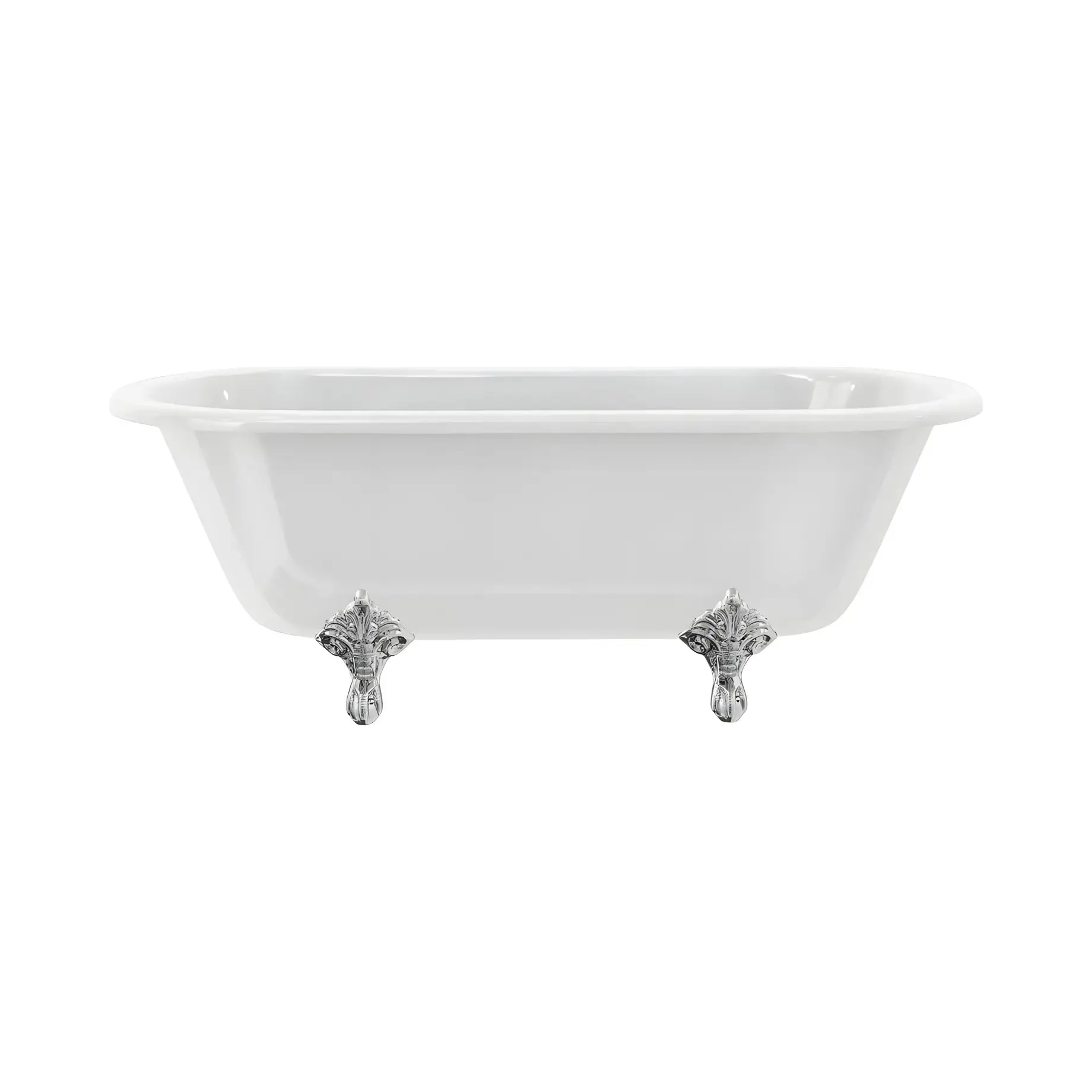 Ванна Windsor Burlington E3 + E11 CHR Gloss White 169 х 74.5 см — вид на білому тлі