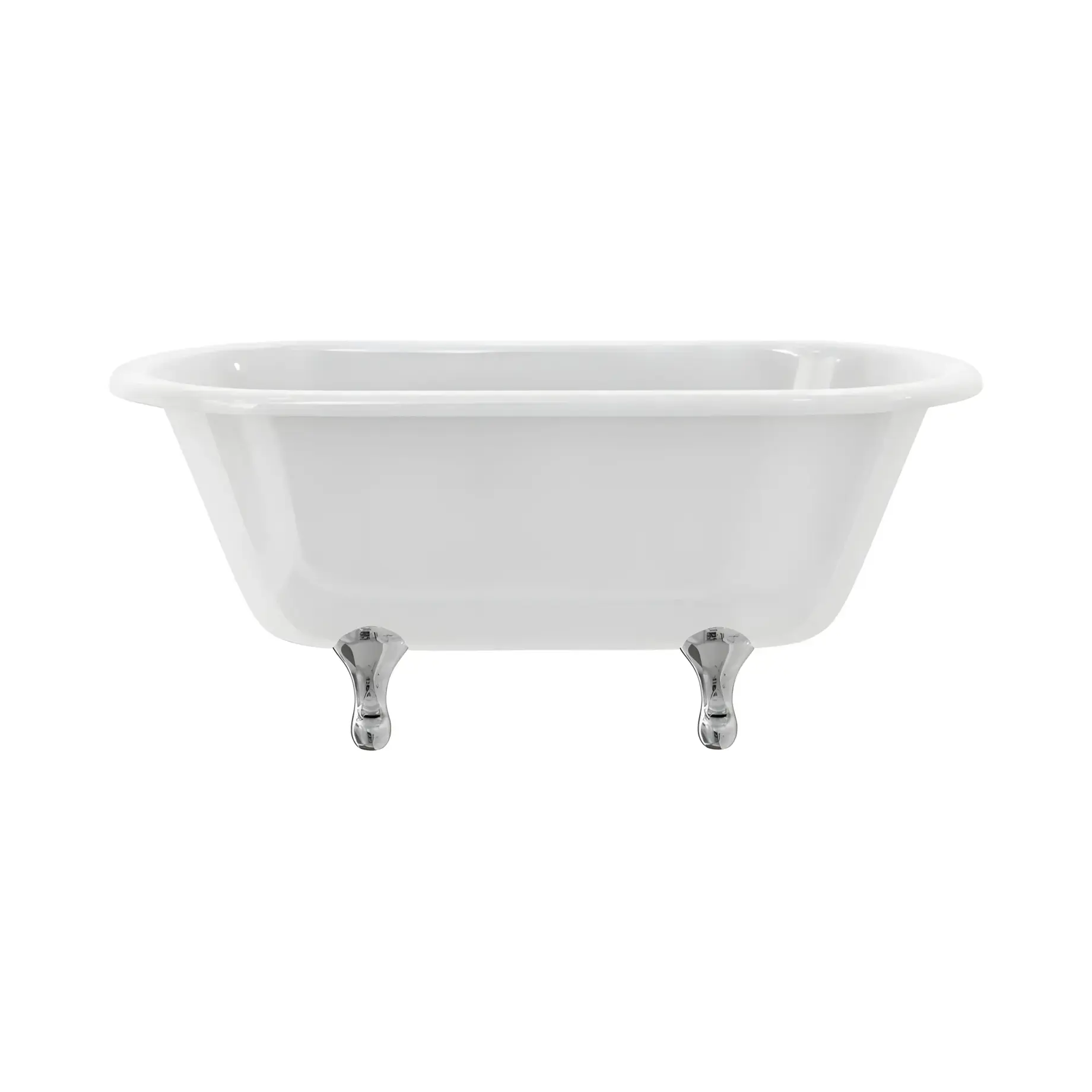 Ванна Windsor Burlington E4 + E10 CHR Gloss White 150 х 75 см — вид на білому тлі