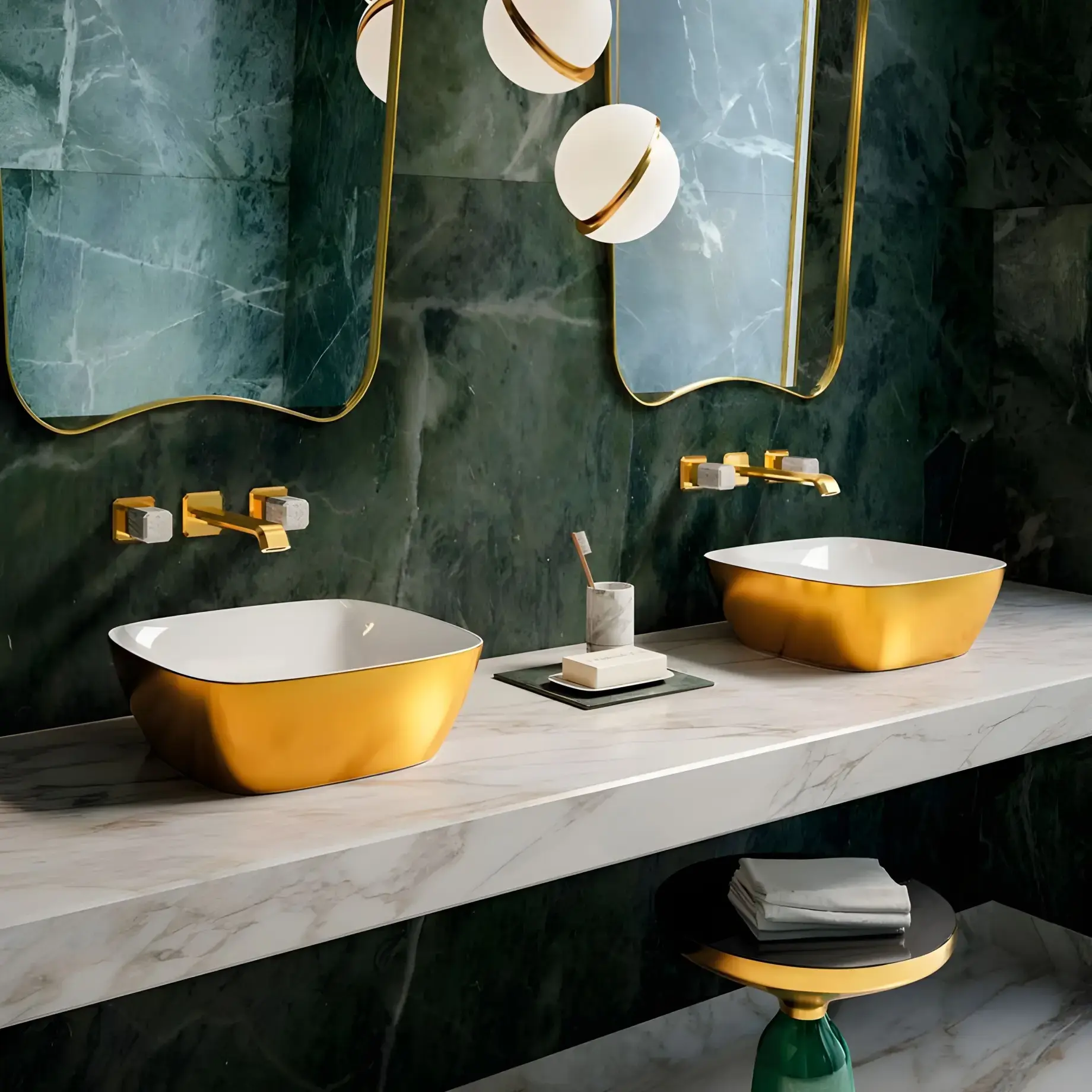Умивальник Alvea Catalano 0622400042 White / Gold — бічний ракурс