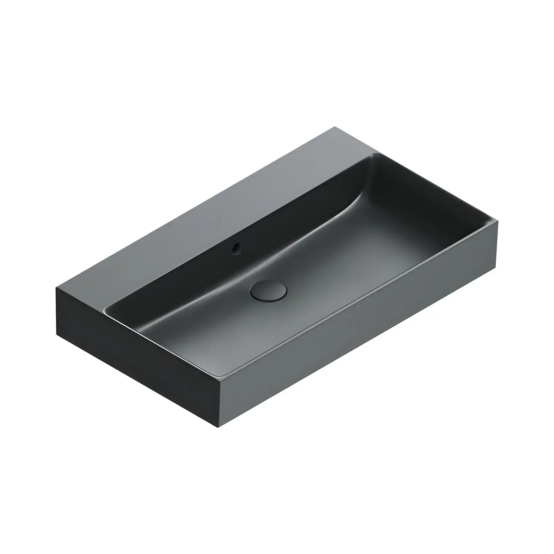 Умивальник Premium Catalano 022080022 Satin black 80 х 47 см — вид на білому тлі