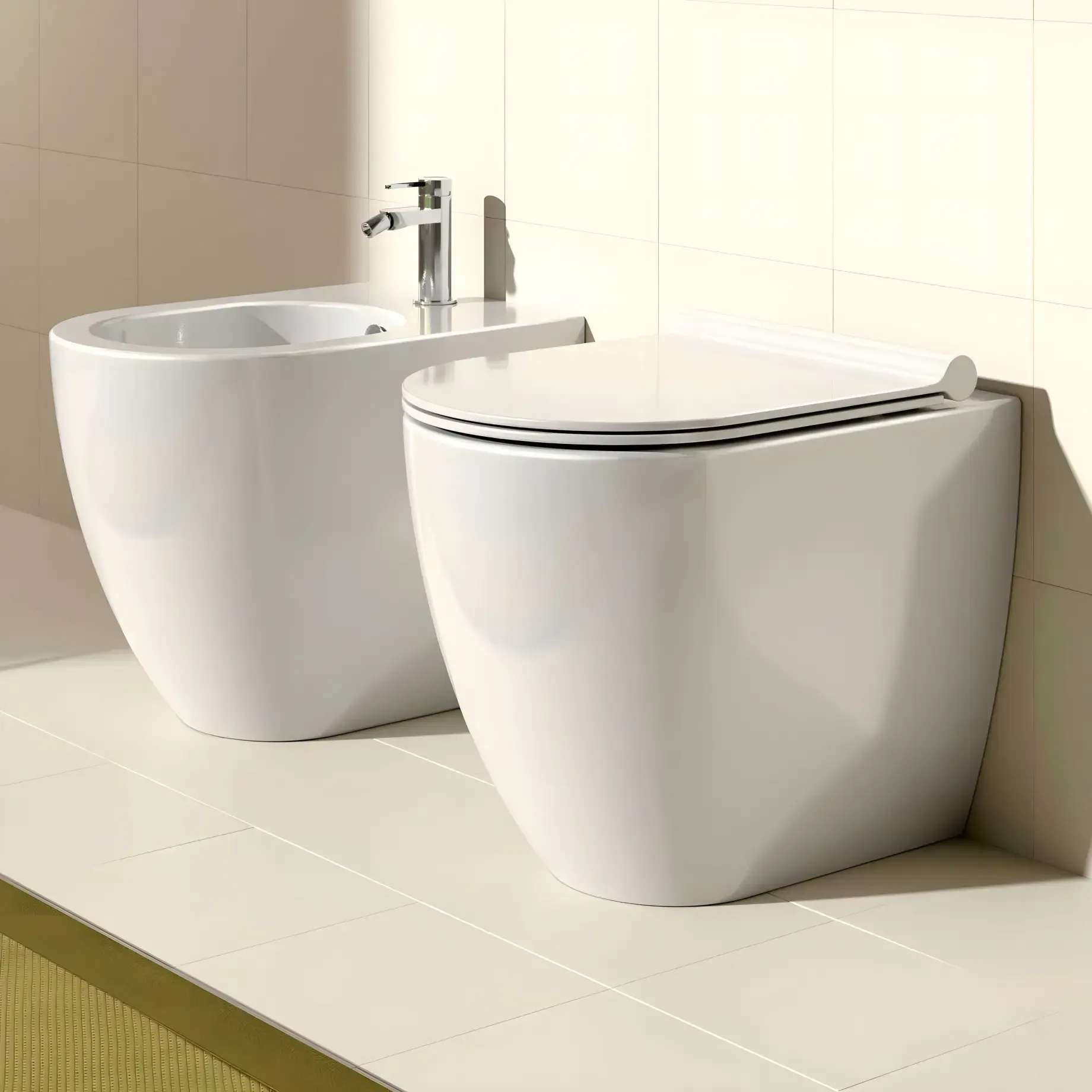 Унітаз підлоговий Sfera Catalano 0514550001 + 0551200001 Bianco Lucido — вид спереду