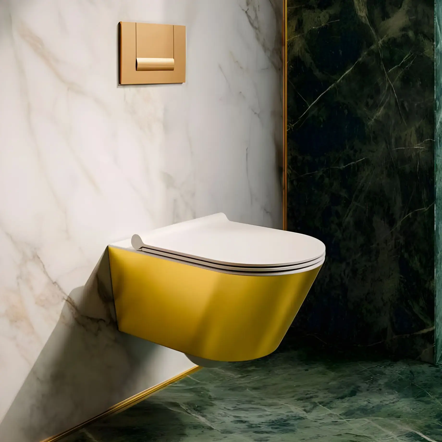 Унітаз підвісний Zero Catalano 0111550042 + 0551200001 Bianco / Oro — вид спереду