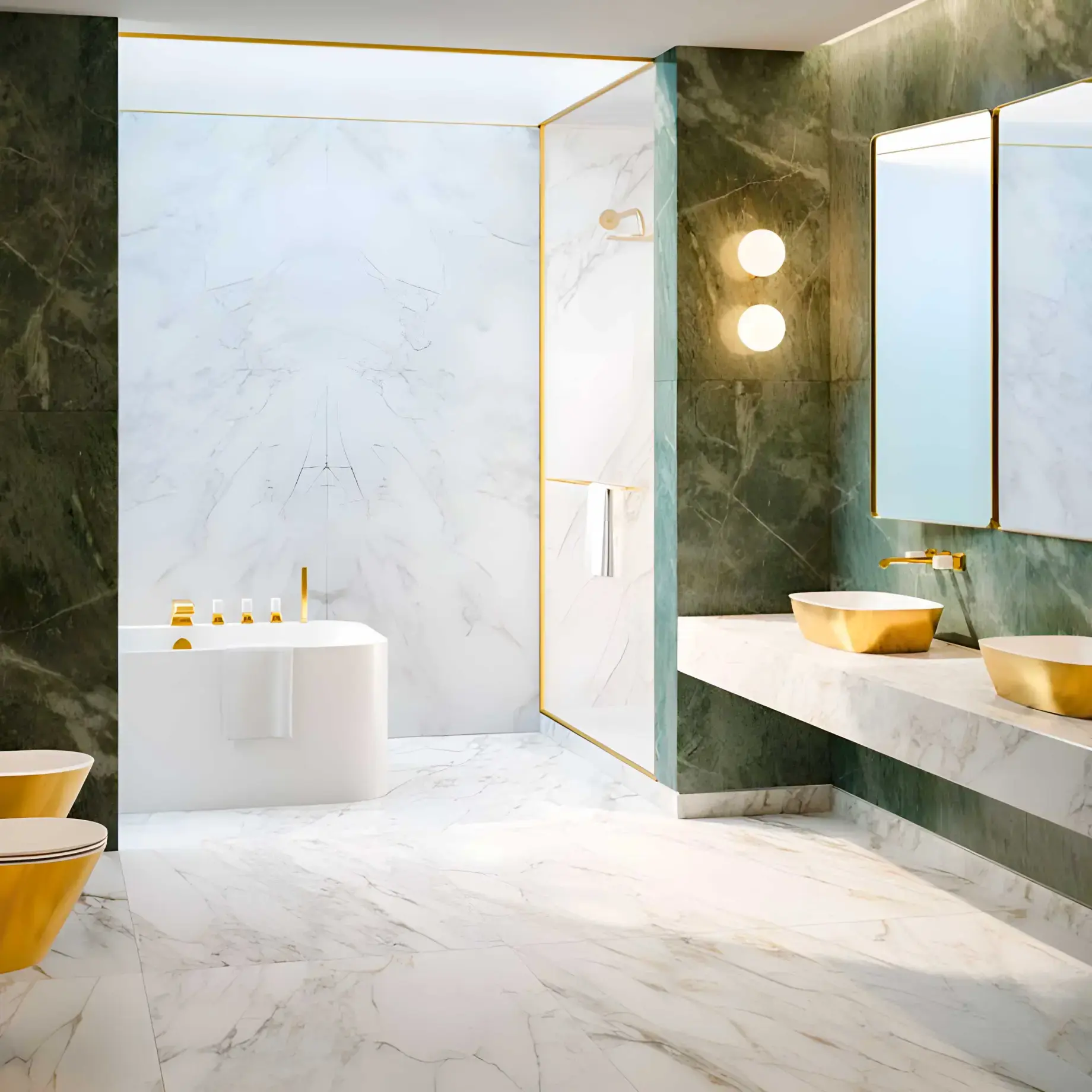 Унітаз підвісний Zero Catalano 0111550042 + 0551200001 Bianco / Oro — бічний ракурс