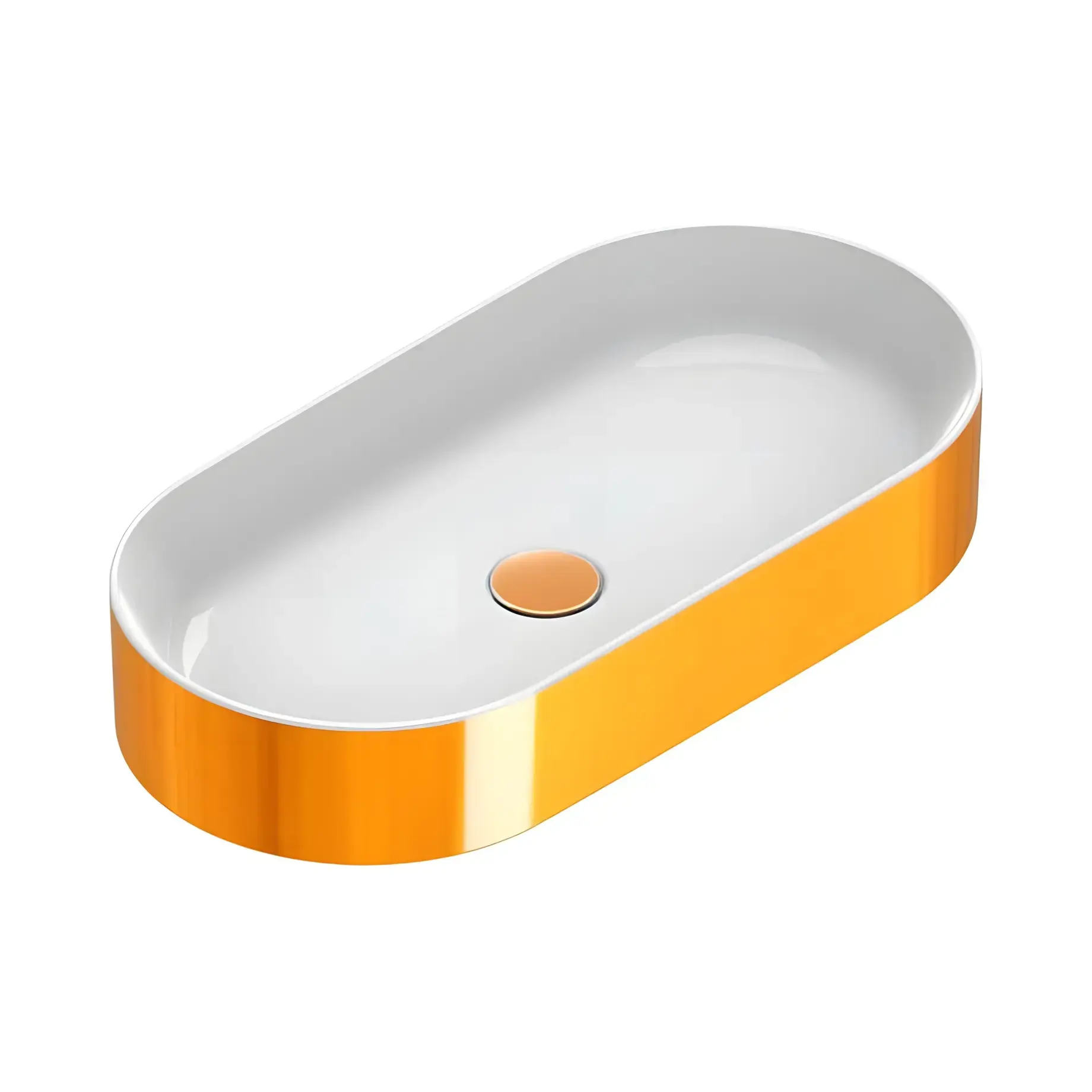 Умивальник Zero Catalano 0122700042 White / Gold — вид на білому тлі