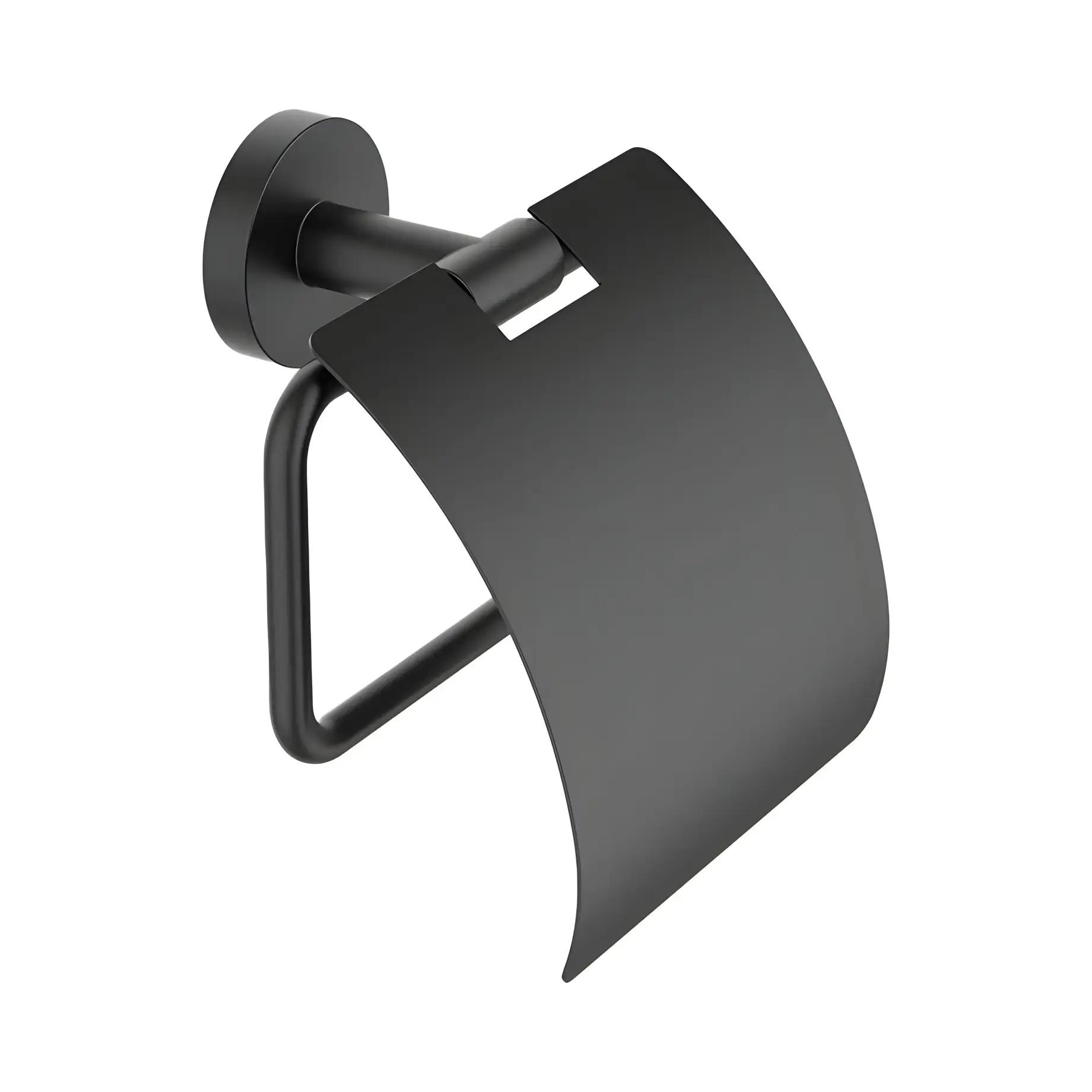 Тримач туалетного паперу з кришкою Basic (колір - чорний матовий) Decor Walther 0530260 Matt Black — вид на білому тлі