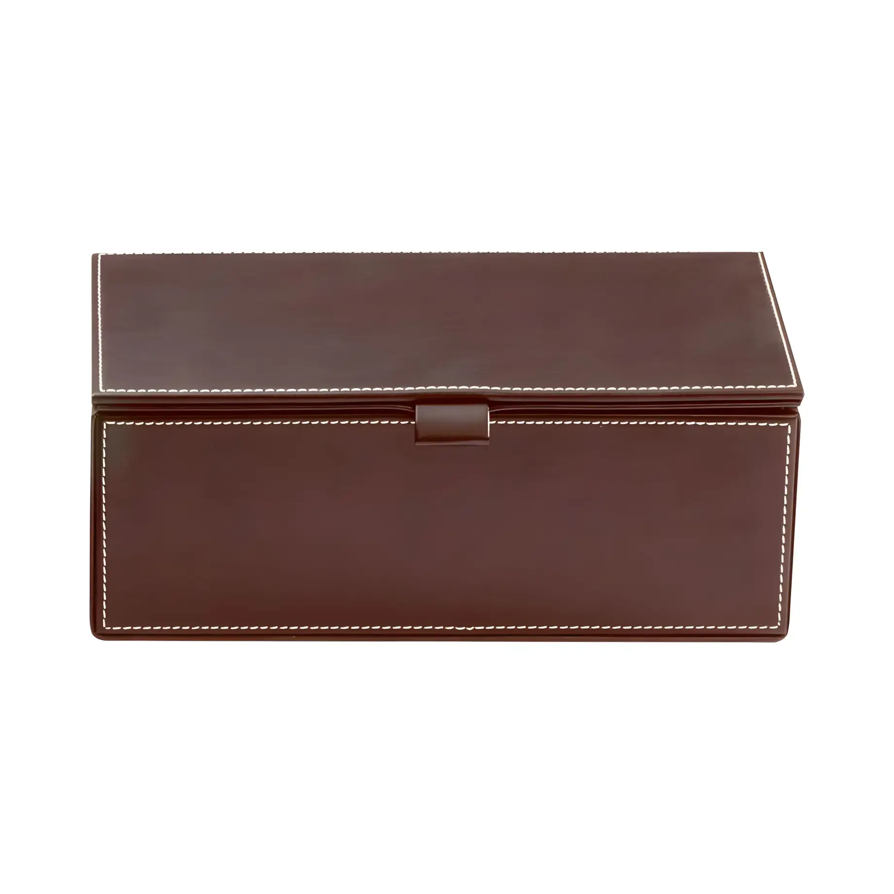 Контейнер із кришкою Brownie BMD2, імітація шкіри темно-коричнева Decor Walther 0930290 Dark brown — вид на білому тлі