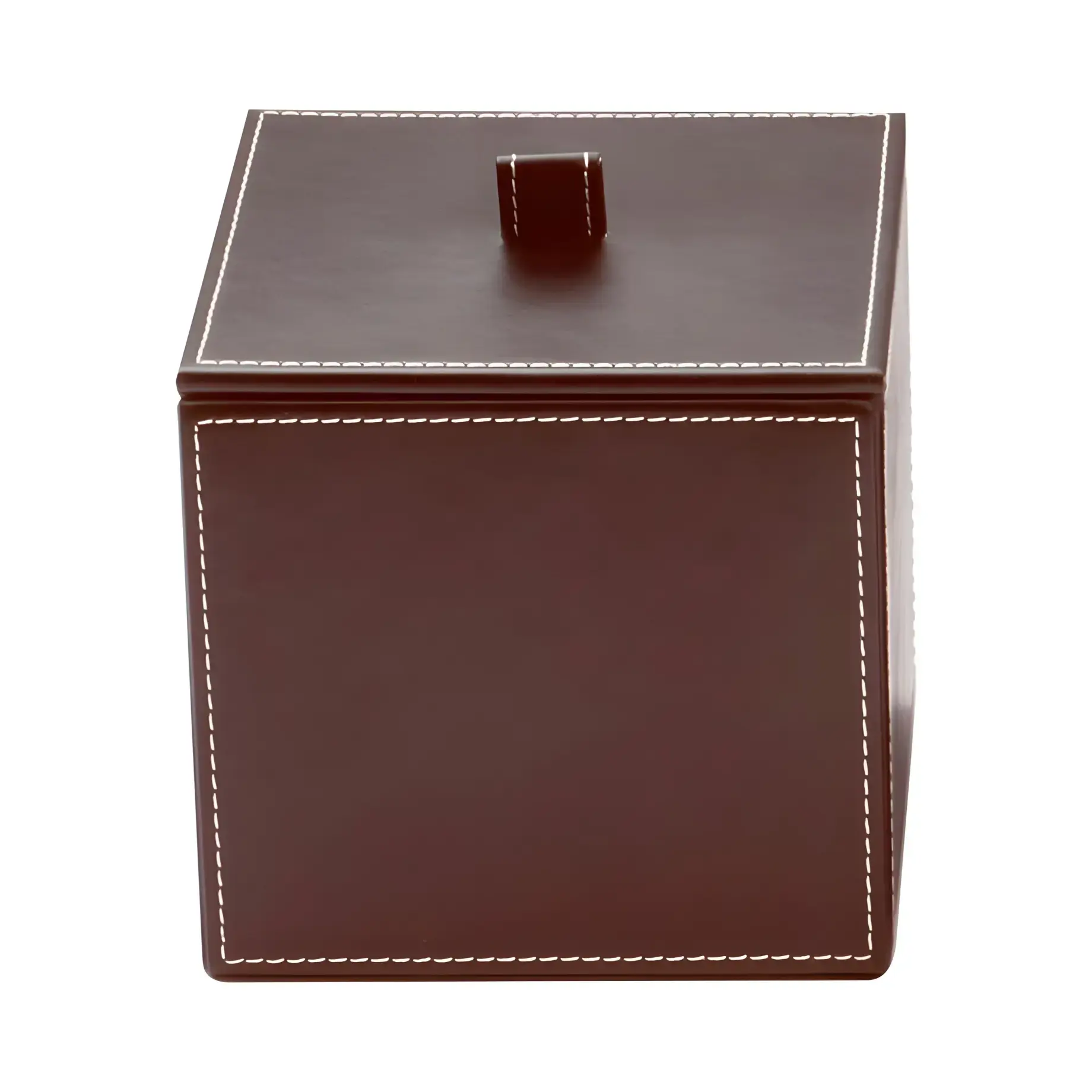 Контейнер із кришкою Brownie BMD1, імітація шкіри темно-коричнева Decor Walther 0930790 Dark brown — вид на білому тлі