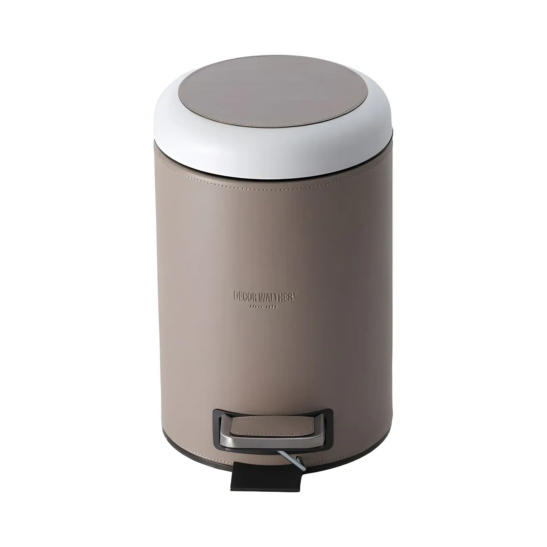 Відро для сміття BROWNIE TE, імітація шкіри кольору тауп Decor Walther 0939549 Taupe — вид на білому тлі