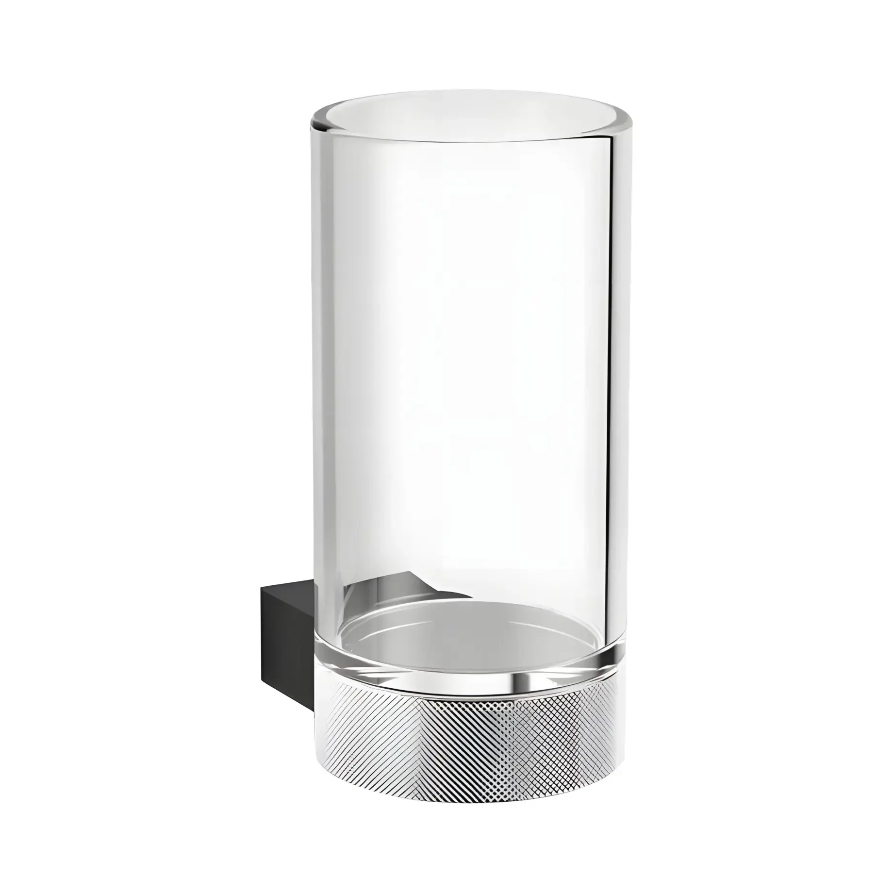Склянка для зубних щіток Club WMG (колір - чорний матовий/хром) Decor Walther 0857460 Matt Black / Chrome — вид на білому тлі