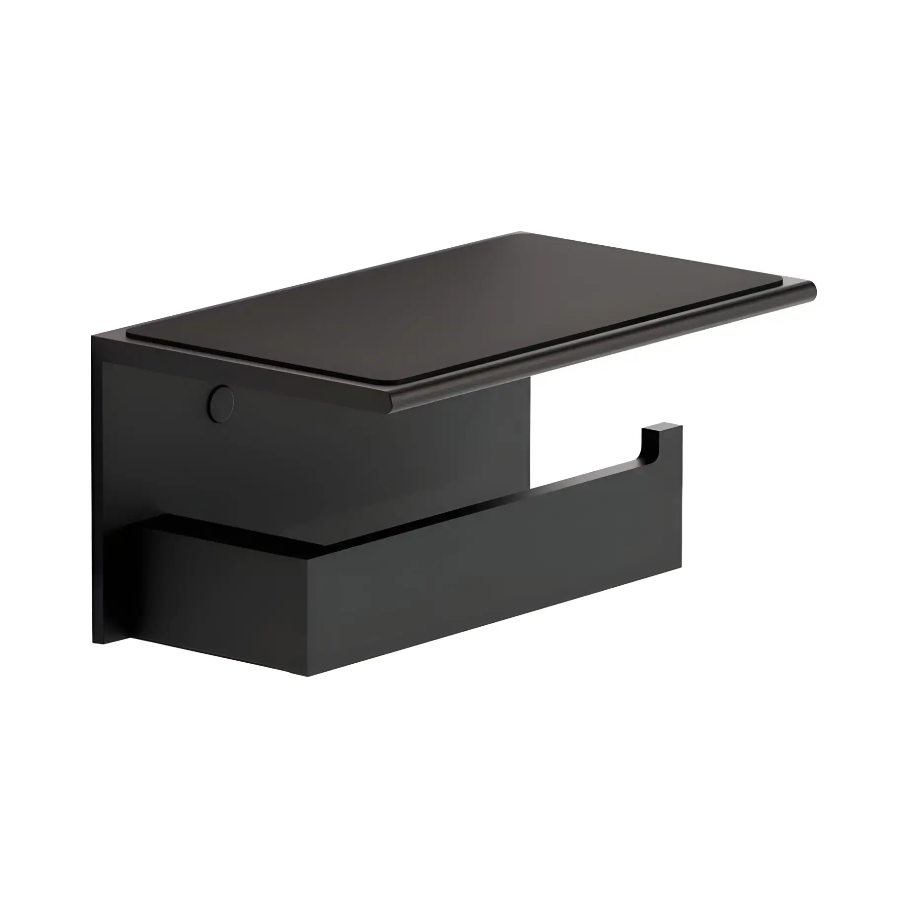 Тримач туалетного паперу з полицею Contract (колір - чорний матовий) Decor Walther 0654160 Black Matt — вид на білому тлі