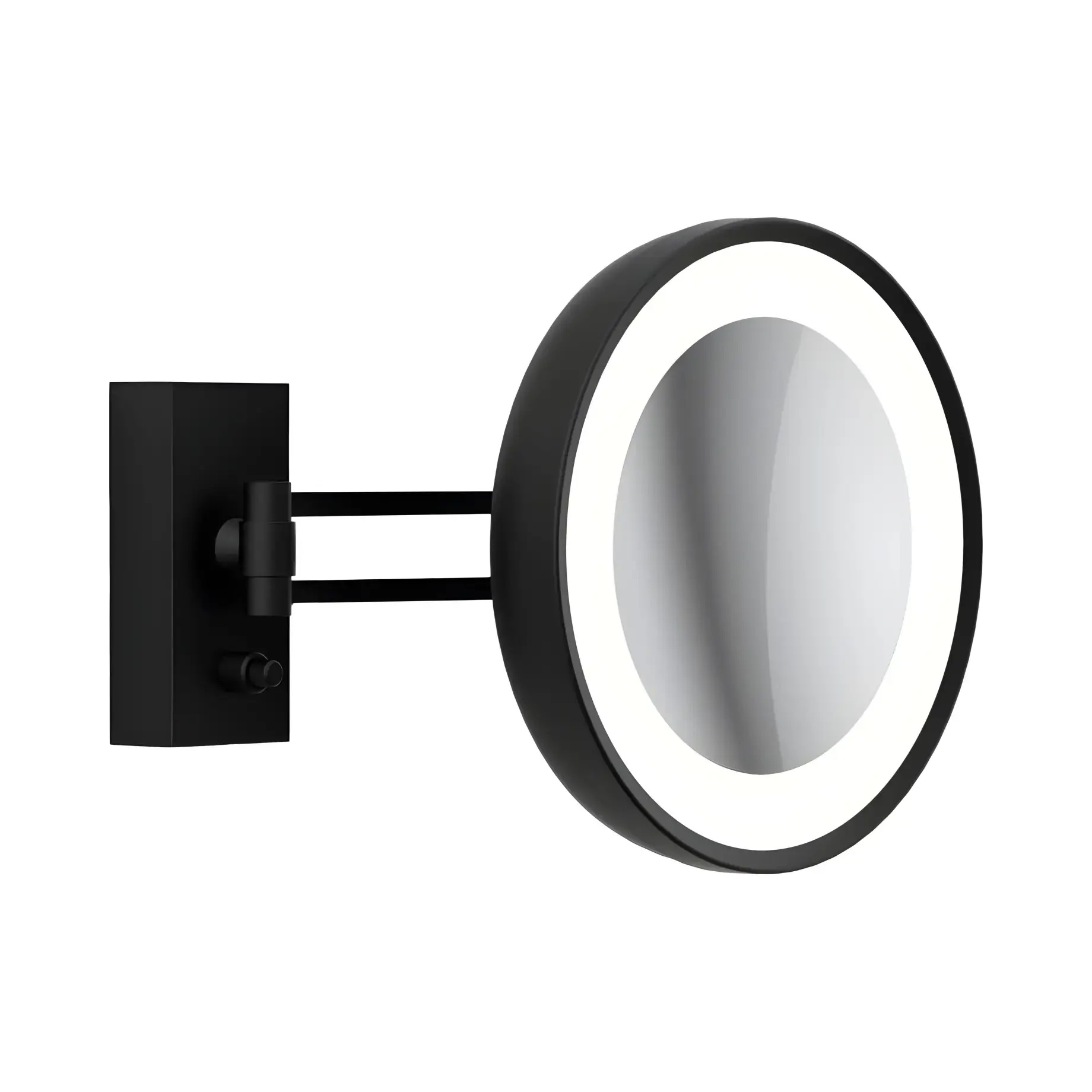Дзеркало косметичні Corner BS 36 LED 7X, чорний матовий Decor Walther 0123860 — вид на білому тлі