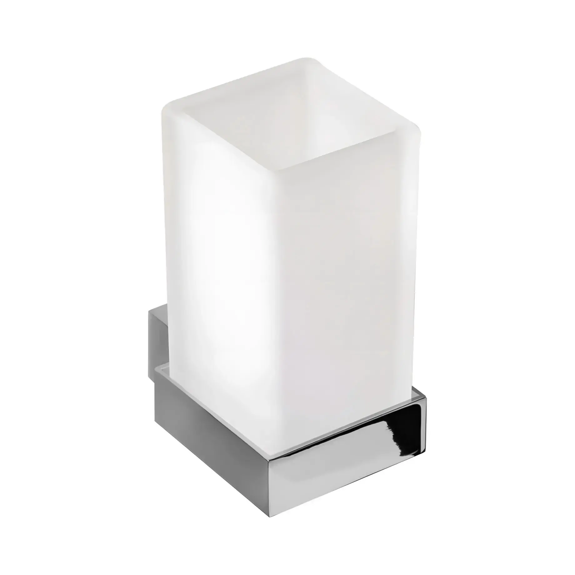 Склянка для зубних щіток підвісна Corner, хром/скло матове Decor Walther 0561700 — вид на білому тлі