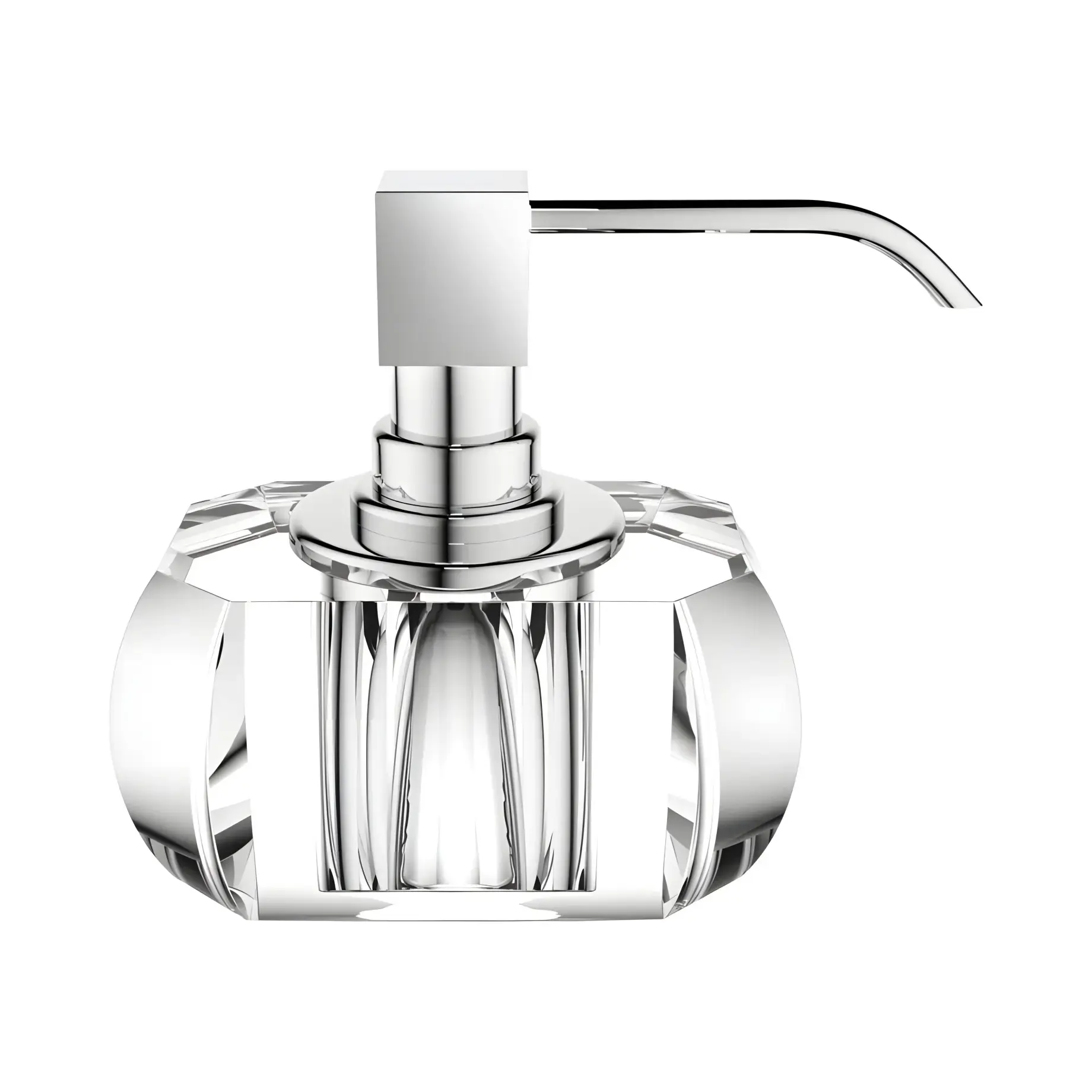 Дозатор для рідкого мила Kristall, скло прозоре/хром Decor Walther 0924256 Crystal clear / chrome — вид на білому тлі